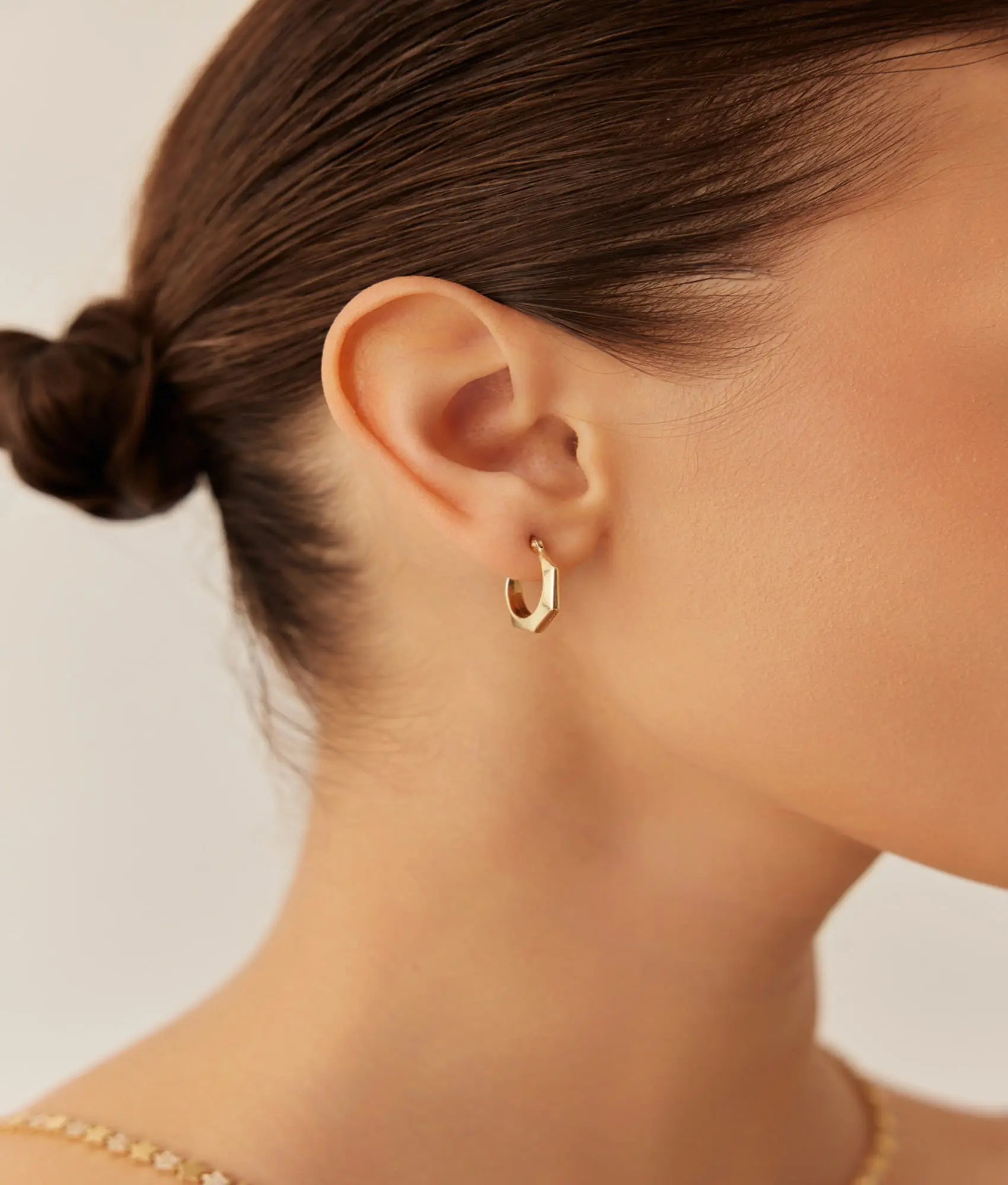 14 Ayar Altın Altıgen Küpe