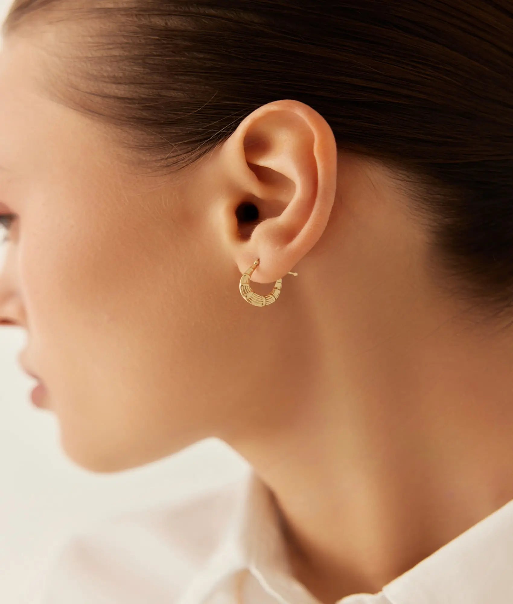 14 Ayar Altın Bambu Halka Küpe