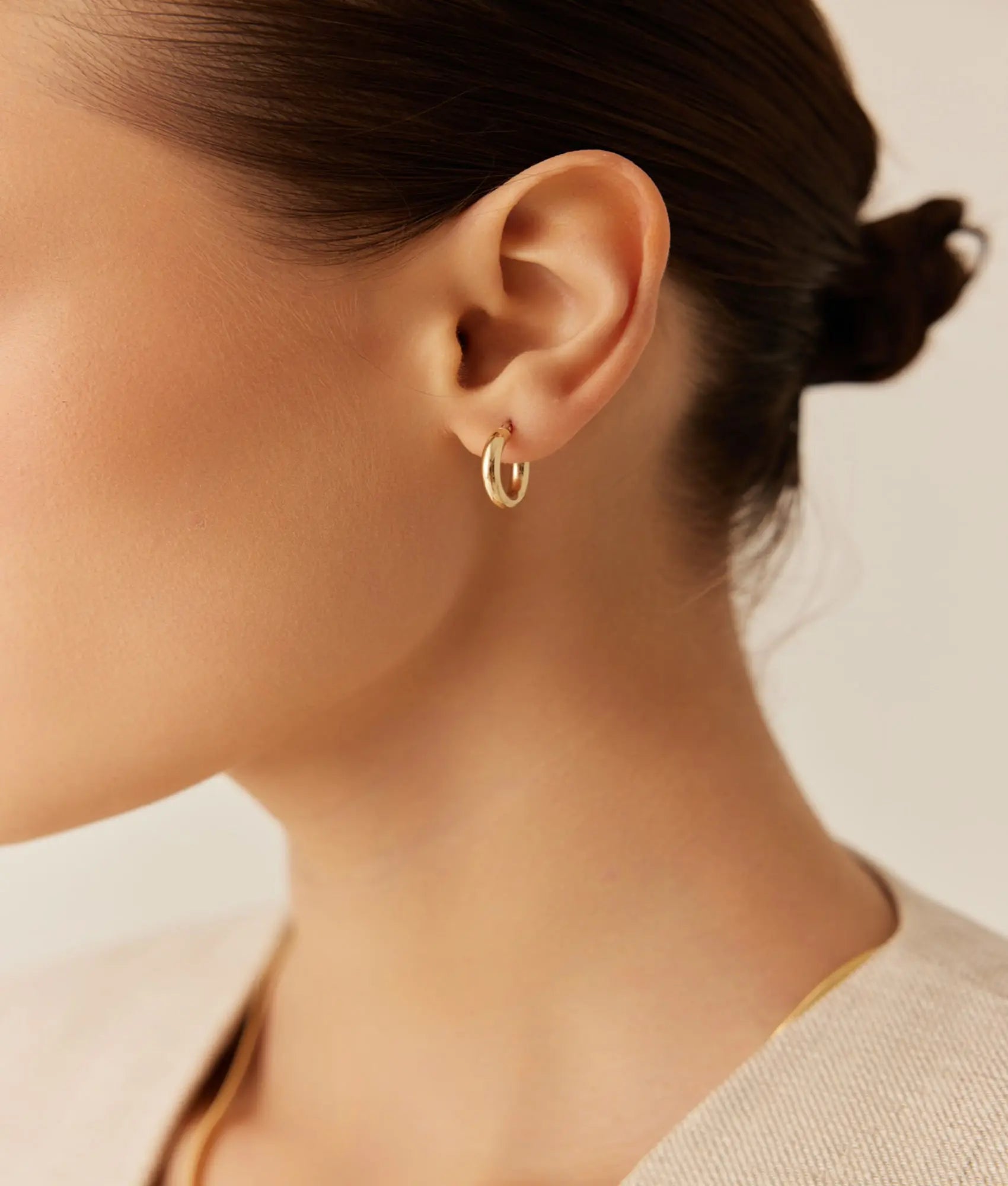 14 Ayar Altın Bombeli Halka Küpe 1,6 cm