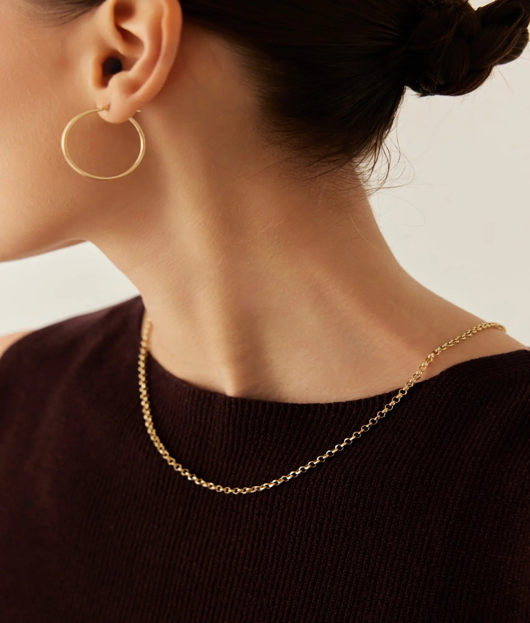 14 Ayar Altın Bombeli Klasik Halka Küpe 2,1 cm