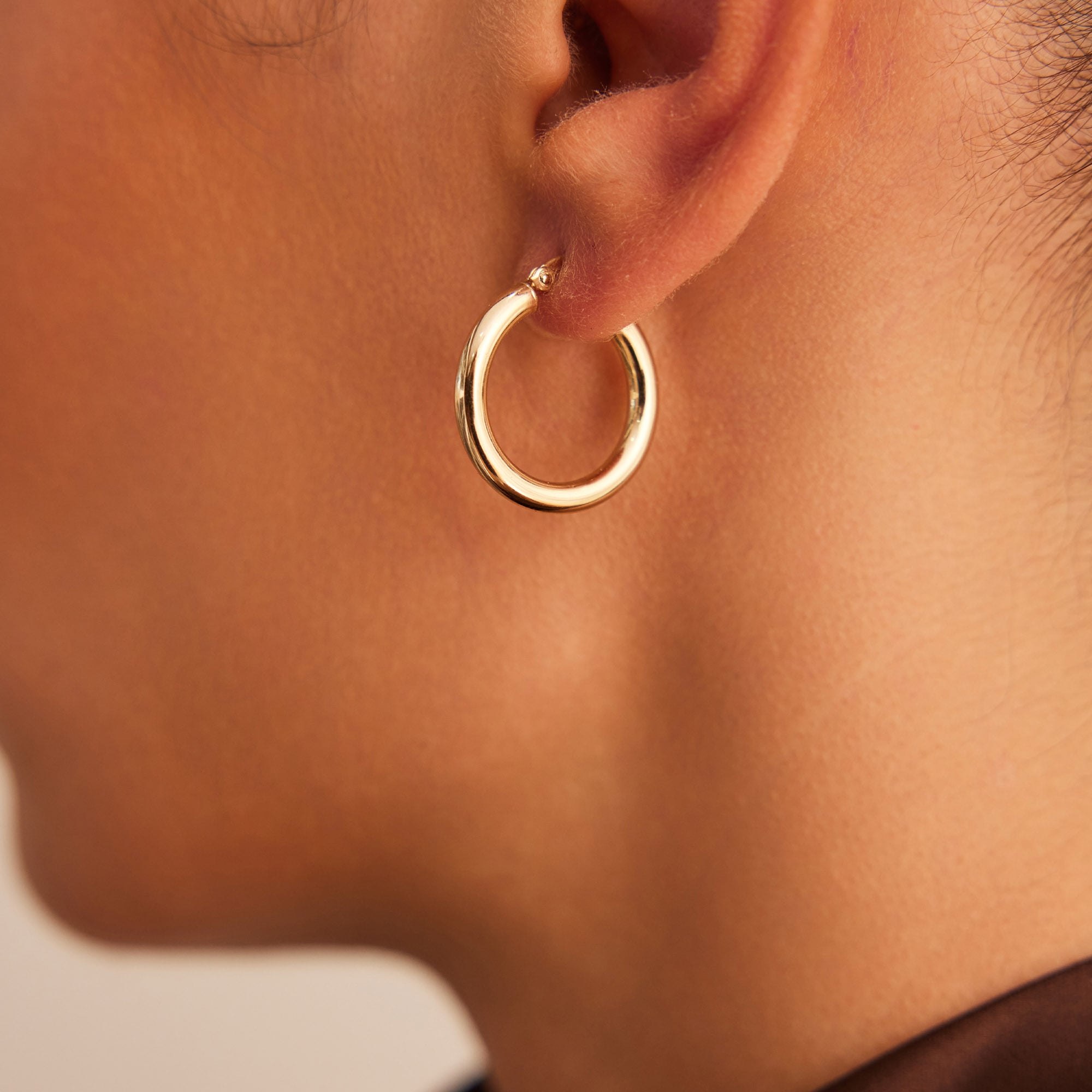 14 Ayar Altın Bombeli Klasik Halka Küpe 2,2 Cm