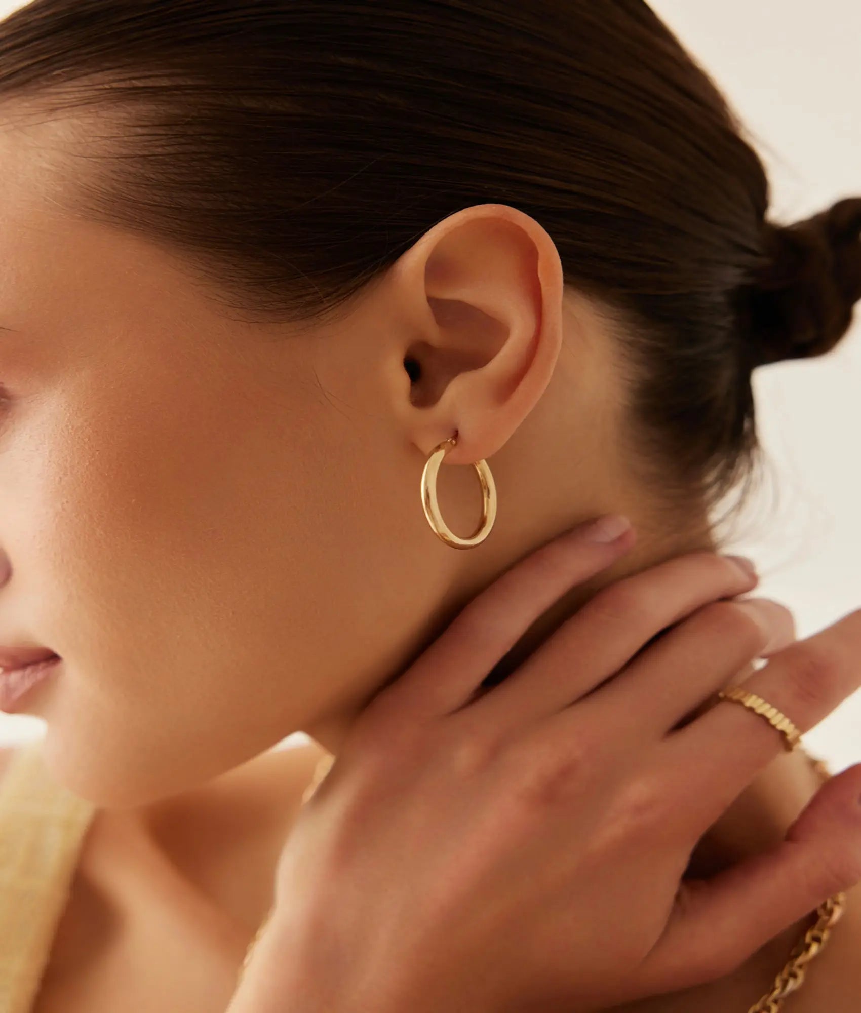 14 Ayar Altın Bombeli Klasik Halka Küpe 2,7 cm