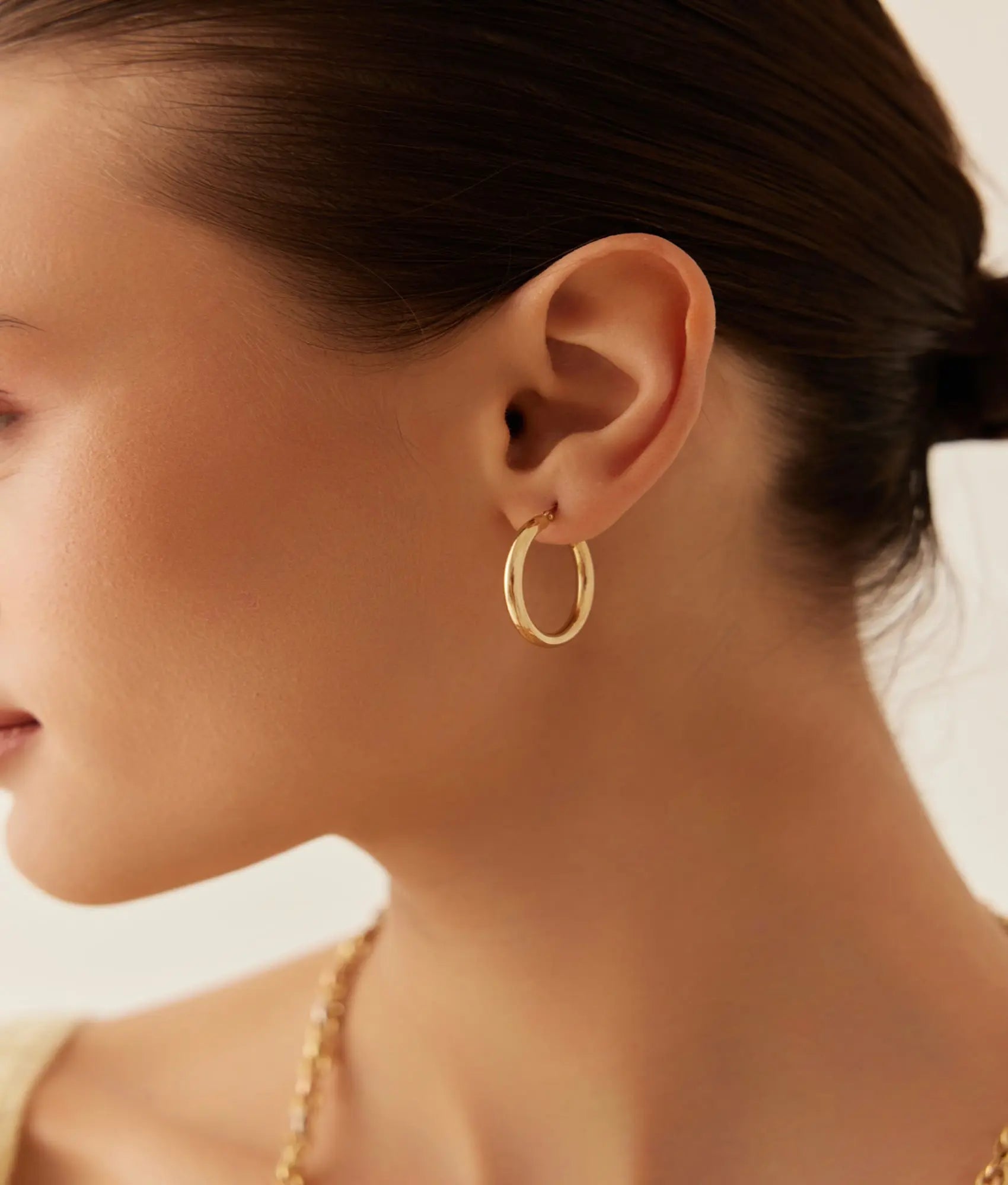 14 Ayar Altın Bombeli Klasik Halka Küpe 2,7 cm