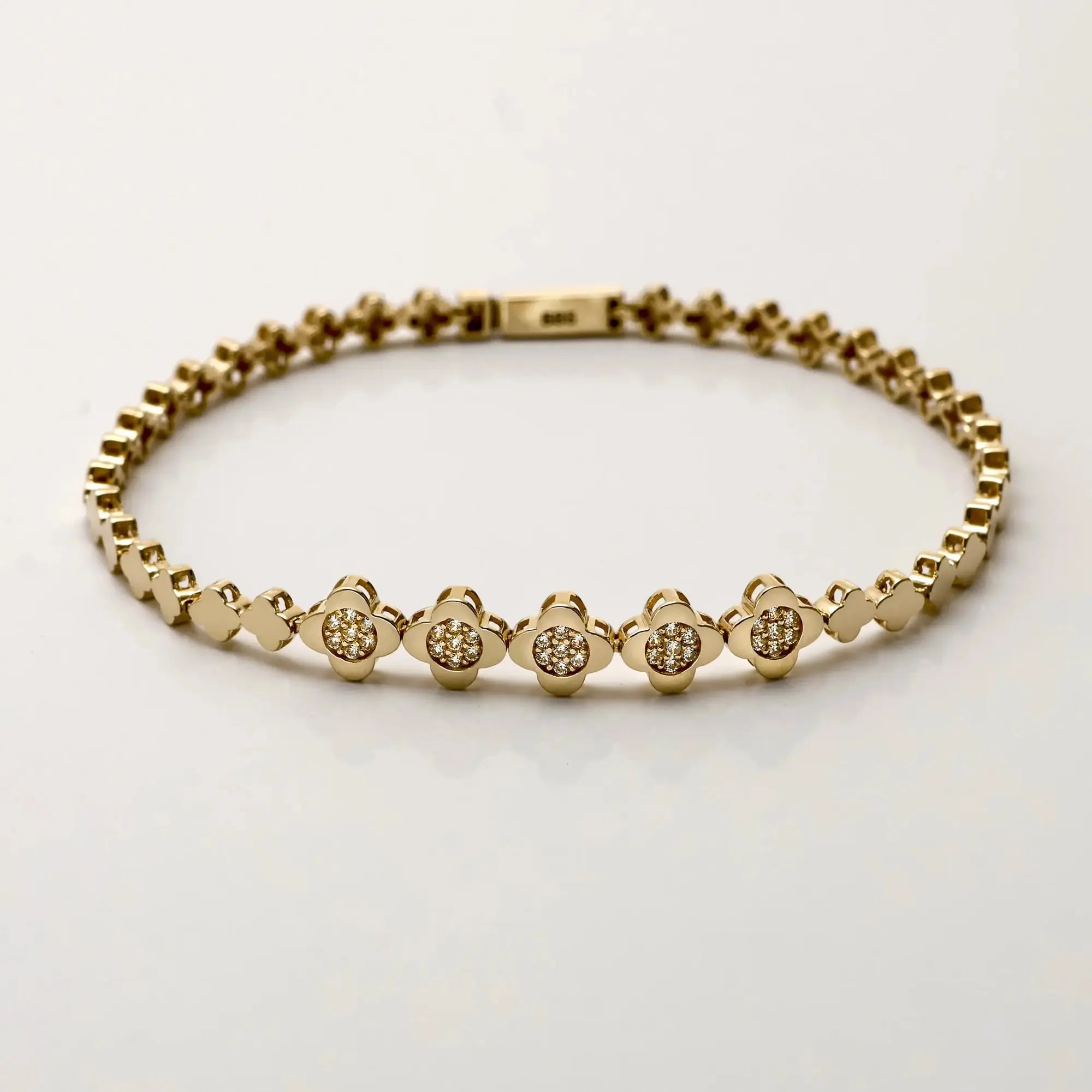 14 Ayar Altın Çiçek Motifleri Trend Bileklik