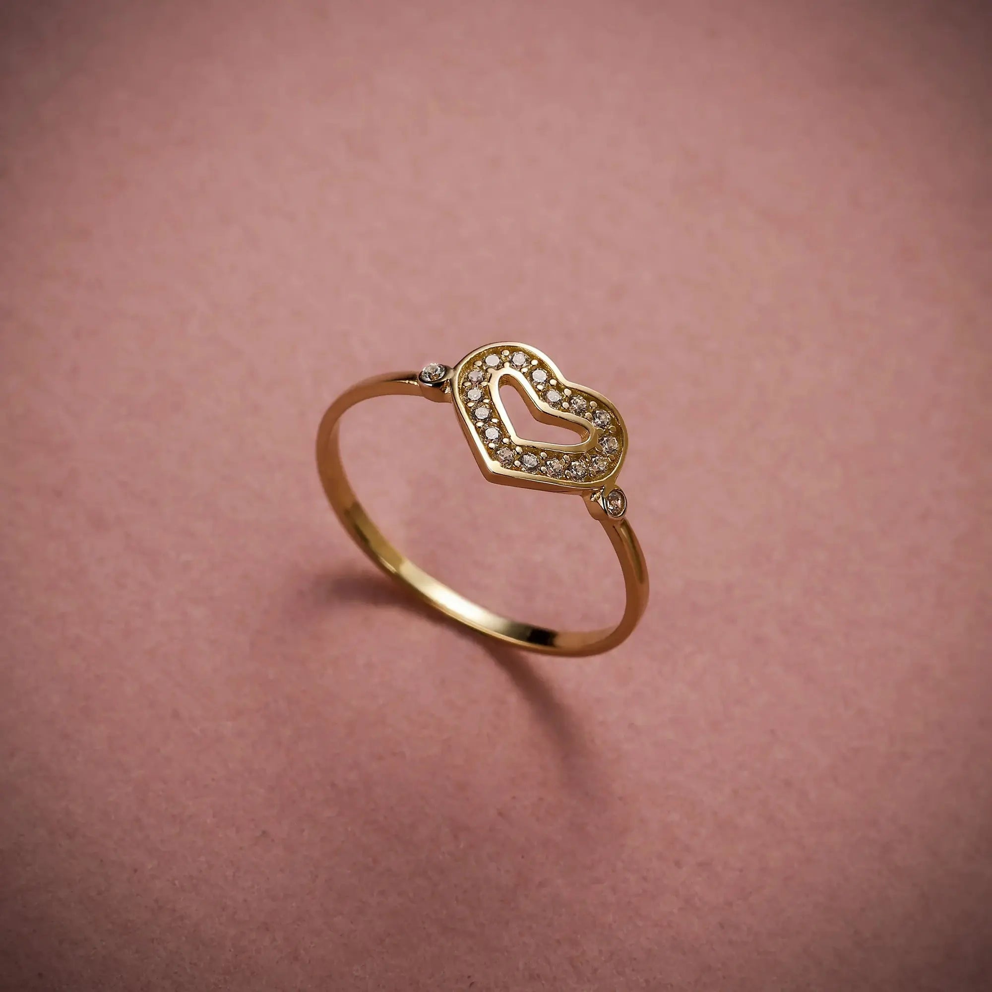 14 Ayar Altın Çift Kalp Mini Yüzük