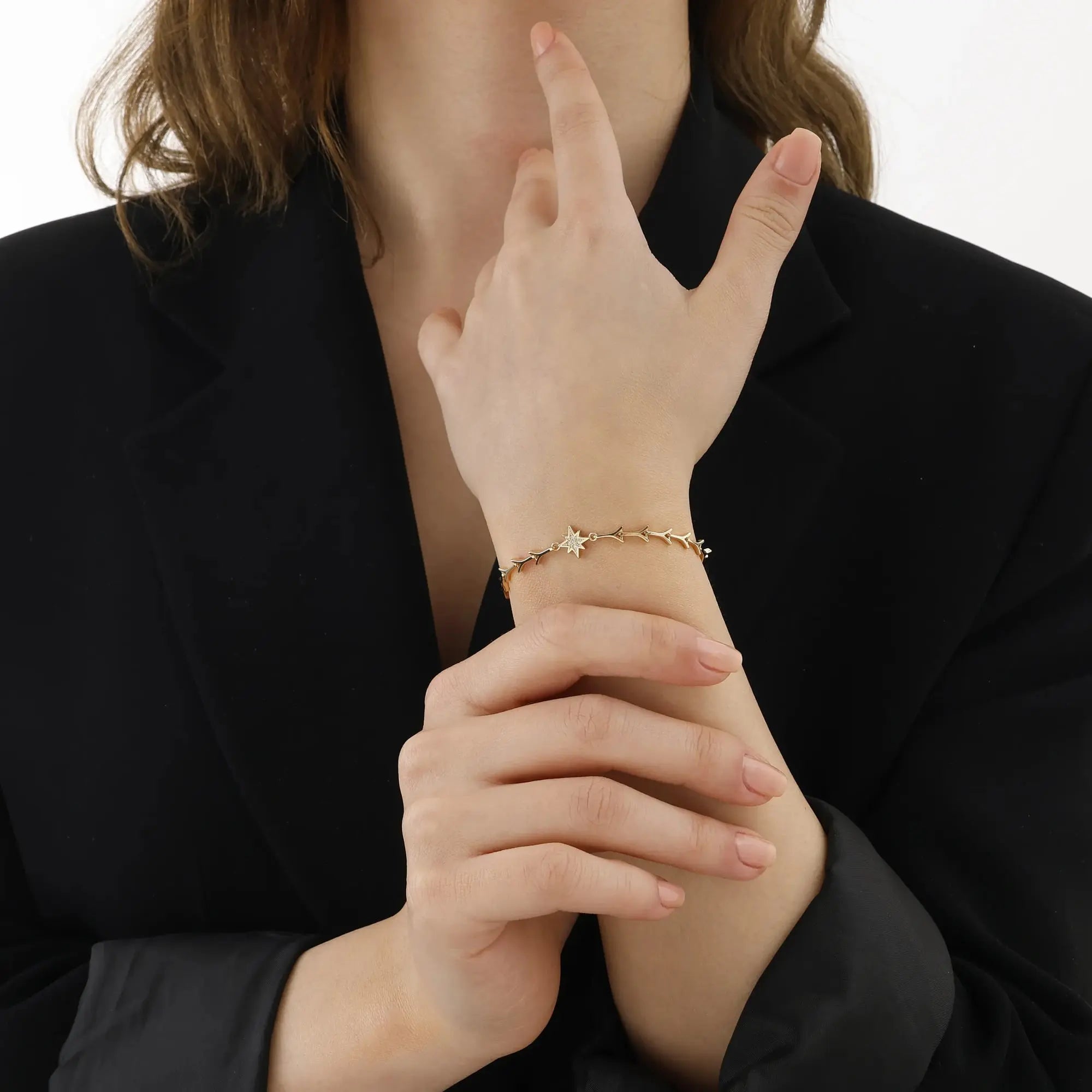 14 Ayar Altın Dallı Yıldız Figür Bileklik