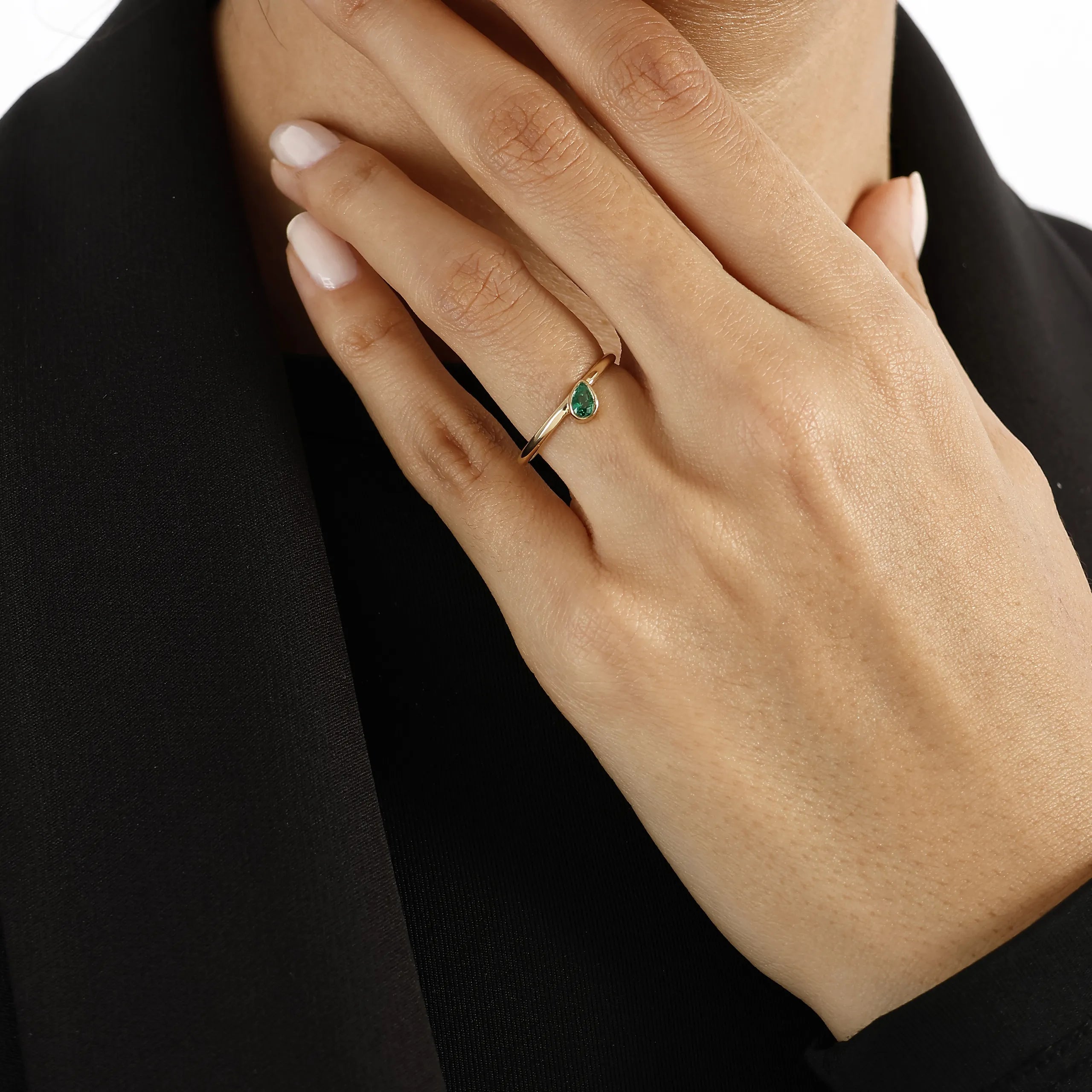 14 Ayar Altın Damla Kesim Mini Yüzük