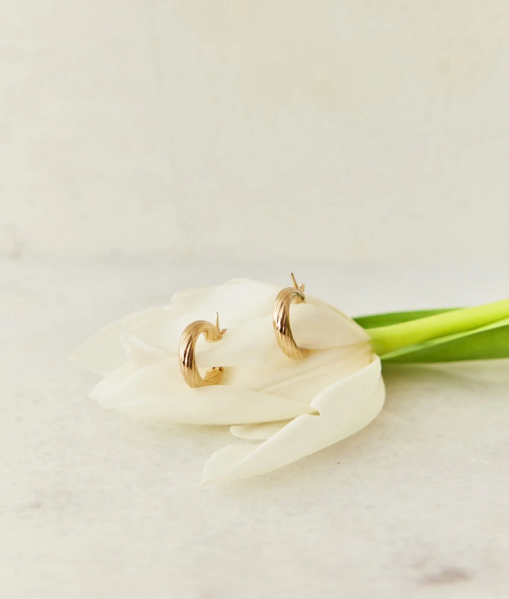 14 Ayar Altın Desenli Halka Küpe 1,6 cm