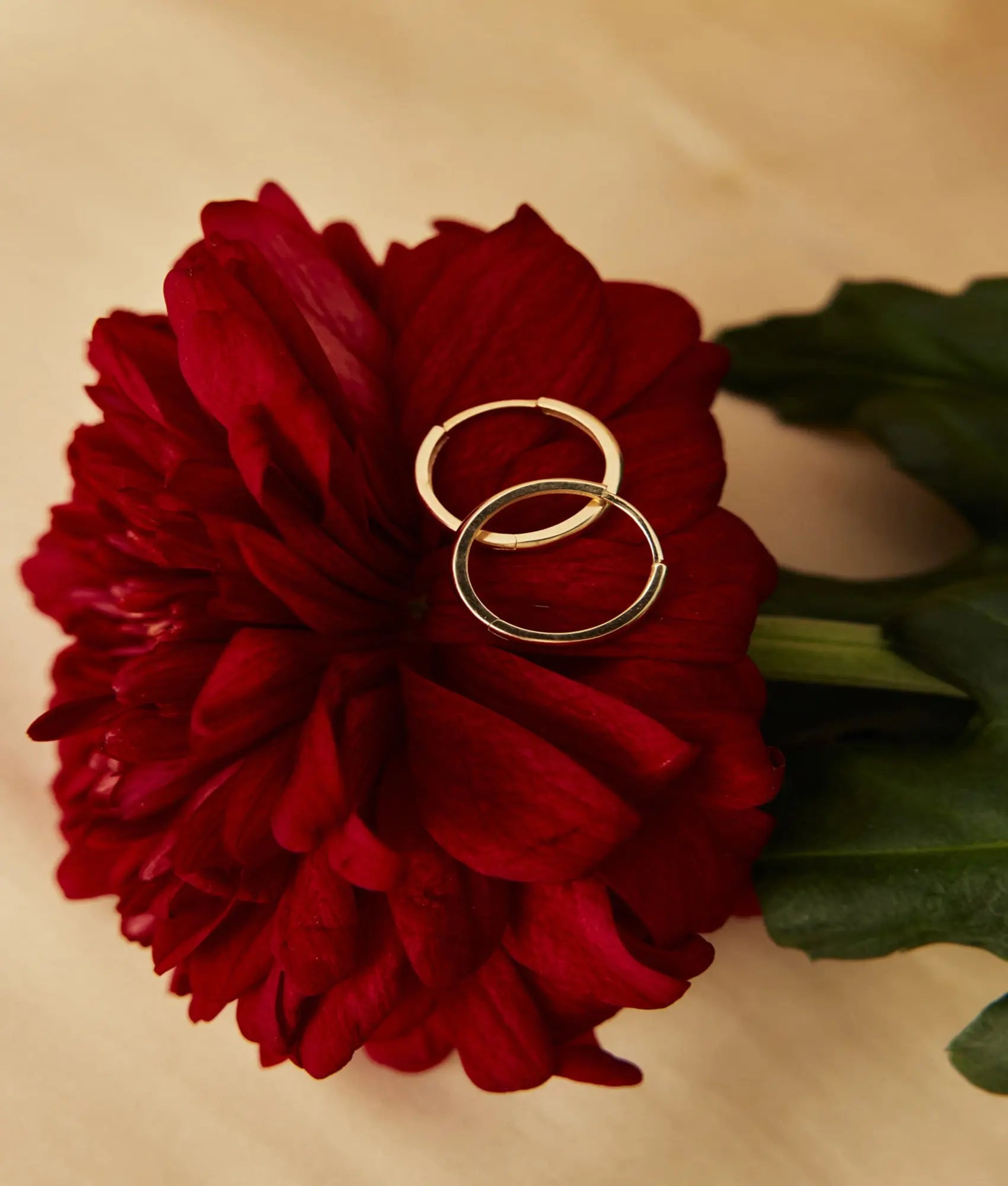 14 Ayar Altın Düz Halka Küpe Gizli Kilitli 1,5 cm