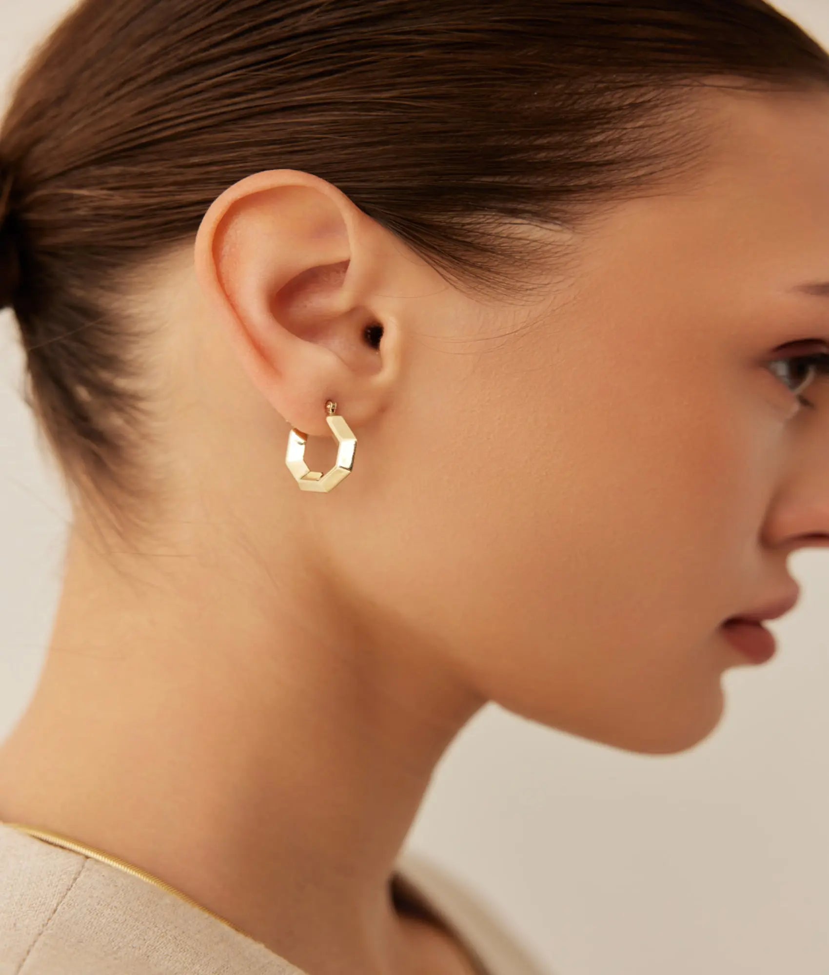 14 Ayar Altın Geometrik Küpe