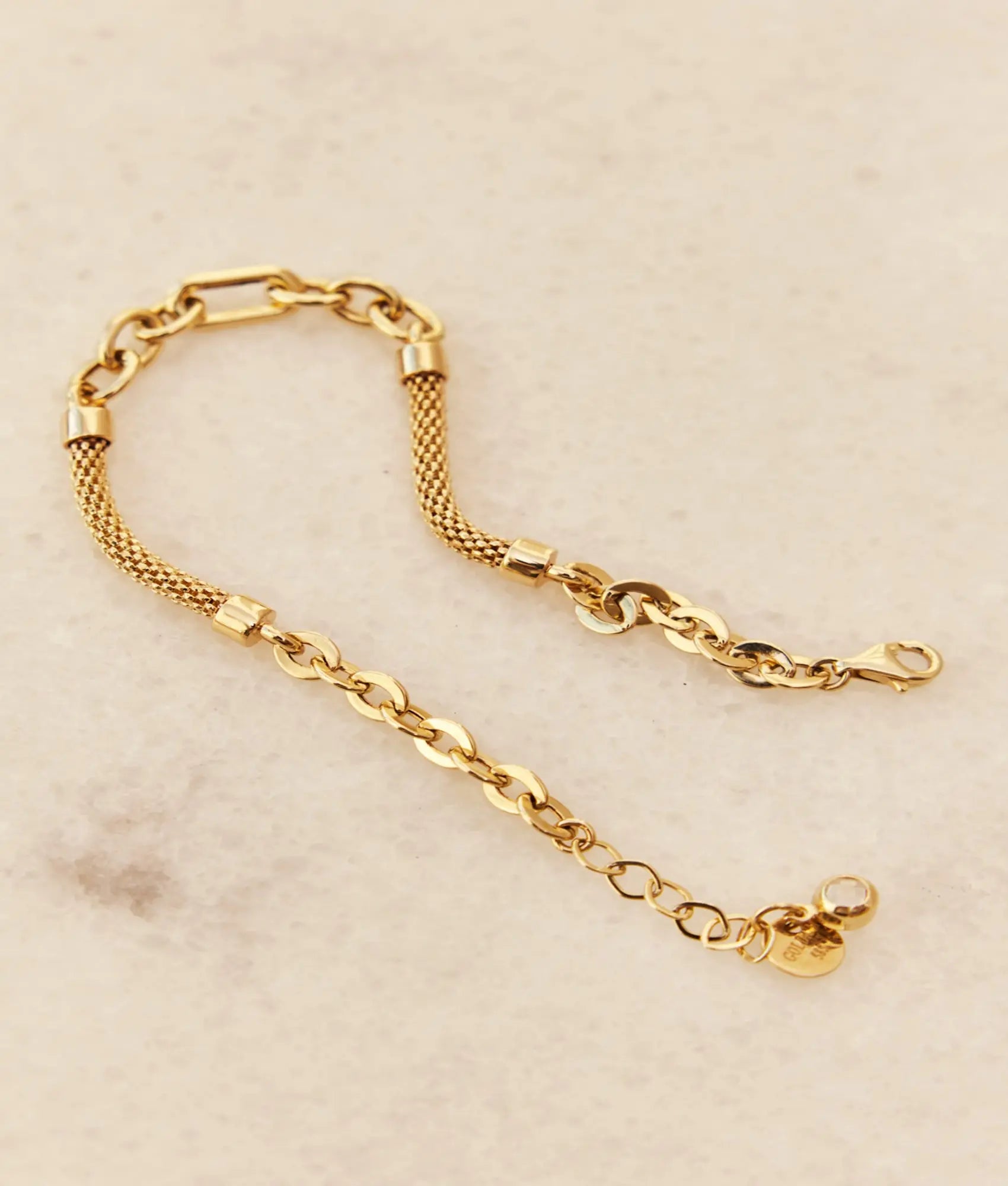 14 Ayar Altın Halka Birleşimli Örgü Bileklik