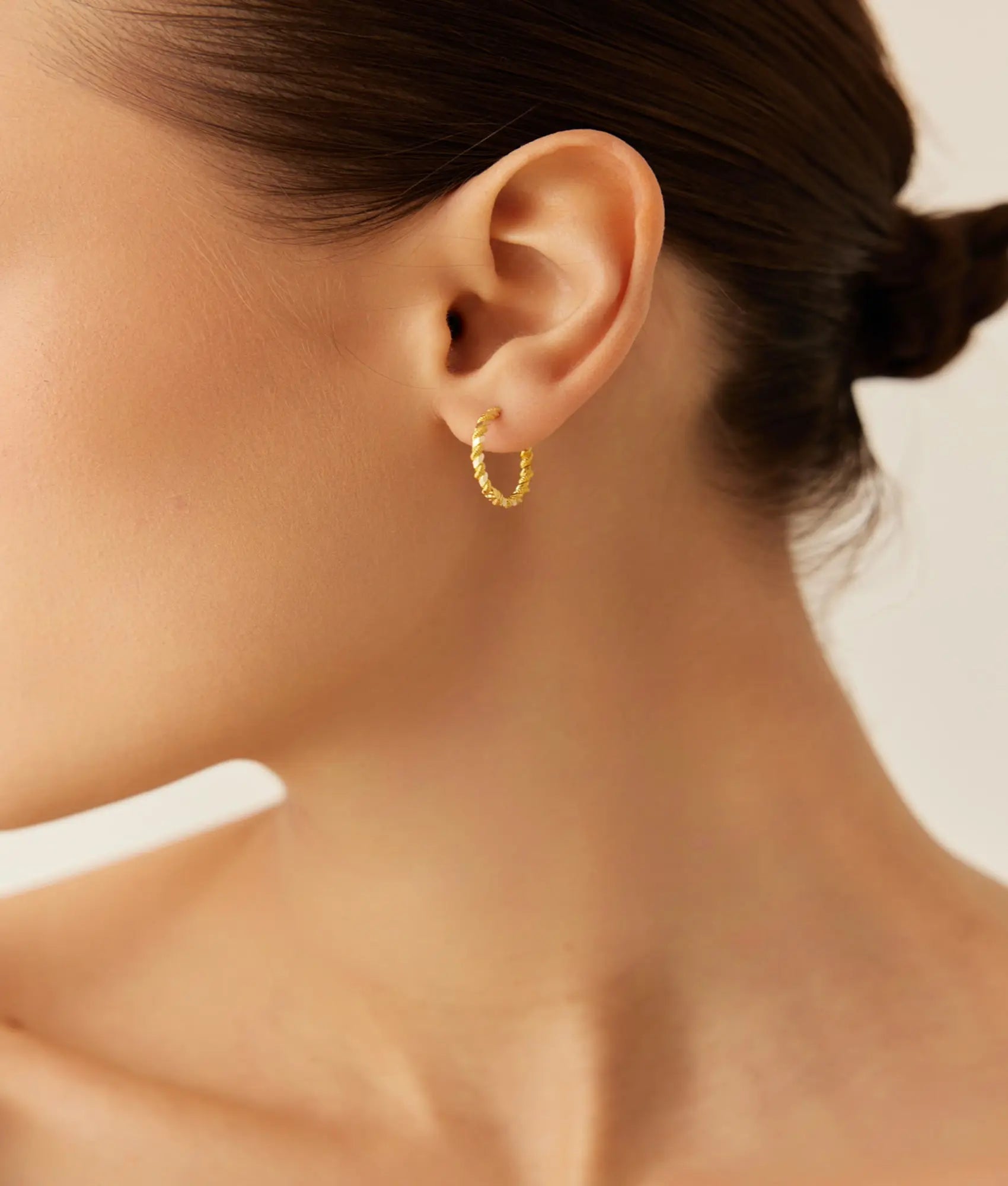 14 Ayar Altın İkili Burma Halka Küpe