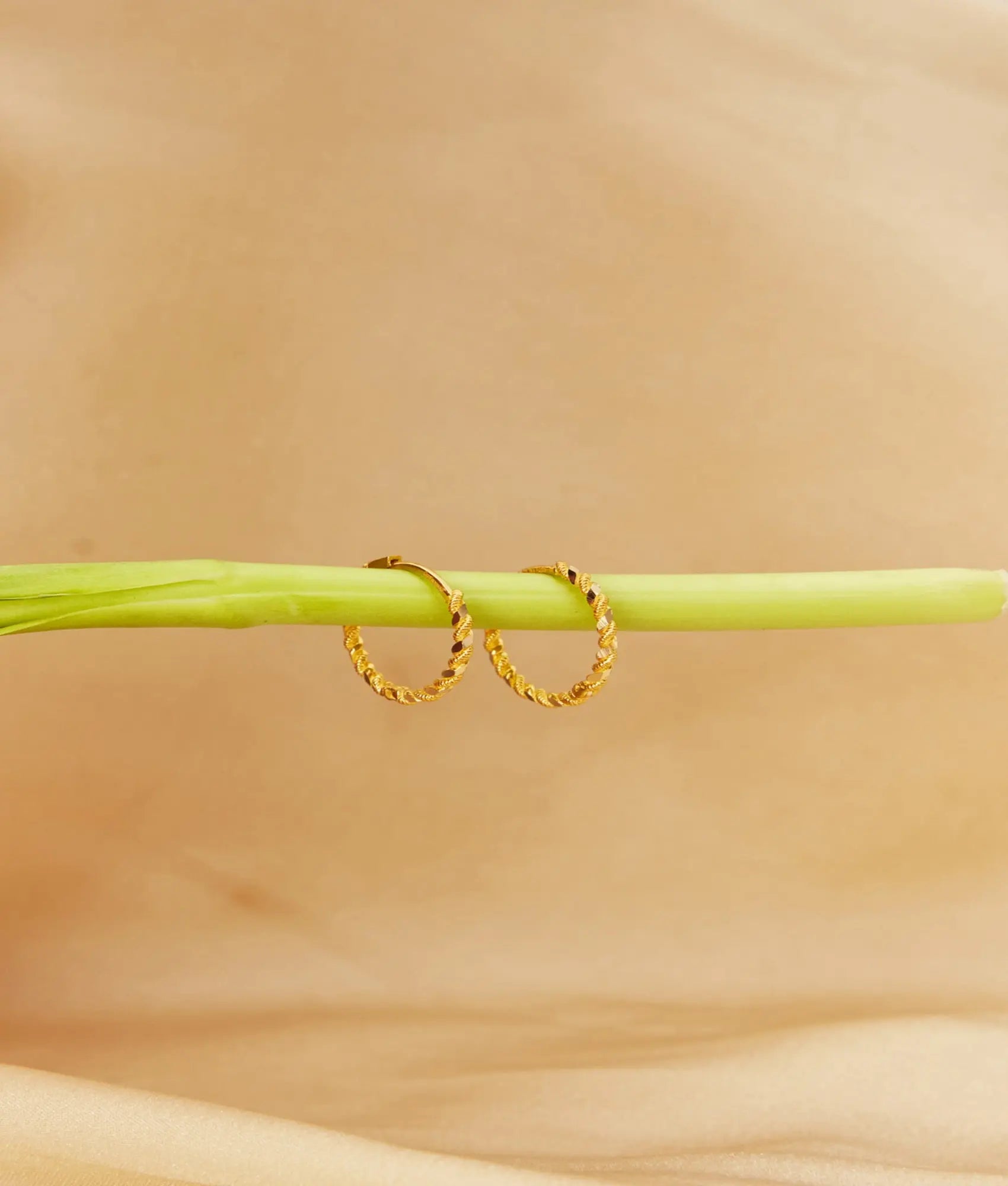 14 Ayar Altın İkili Burma Halka Küpe