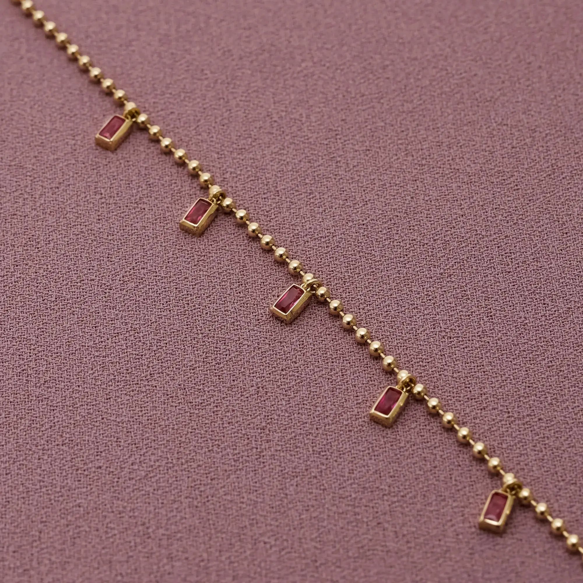 14 Ayar Altın Kırmızı Taşlı Bileklik