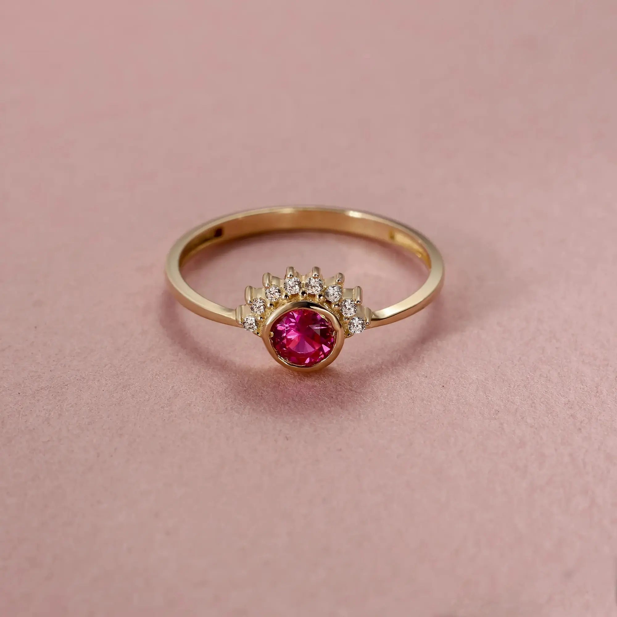 14 Ayar Altın Kraliçe Tacı Mini Yüzük