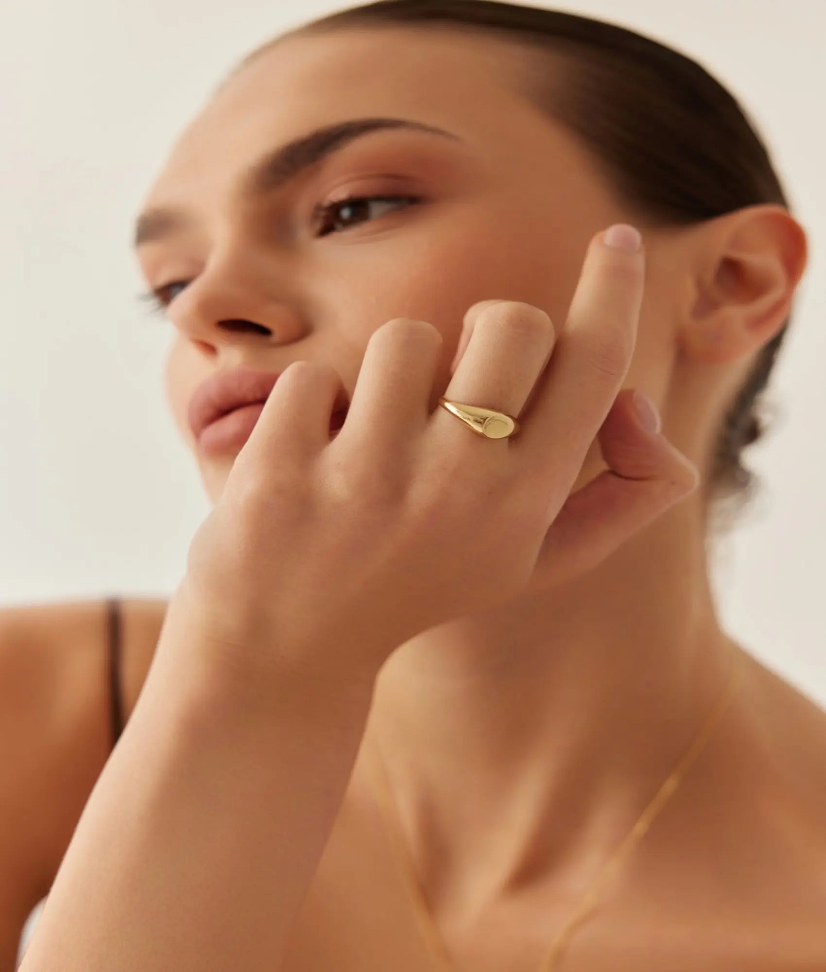 14 Ayar Altın Minimal Mühür Yüzük (Harf Yazılabilir)