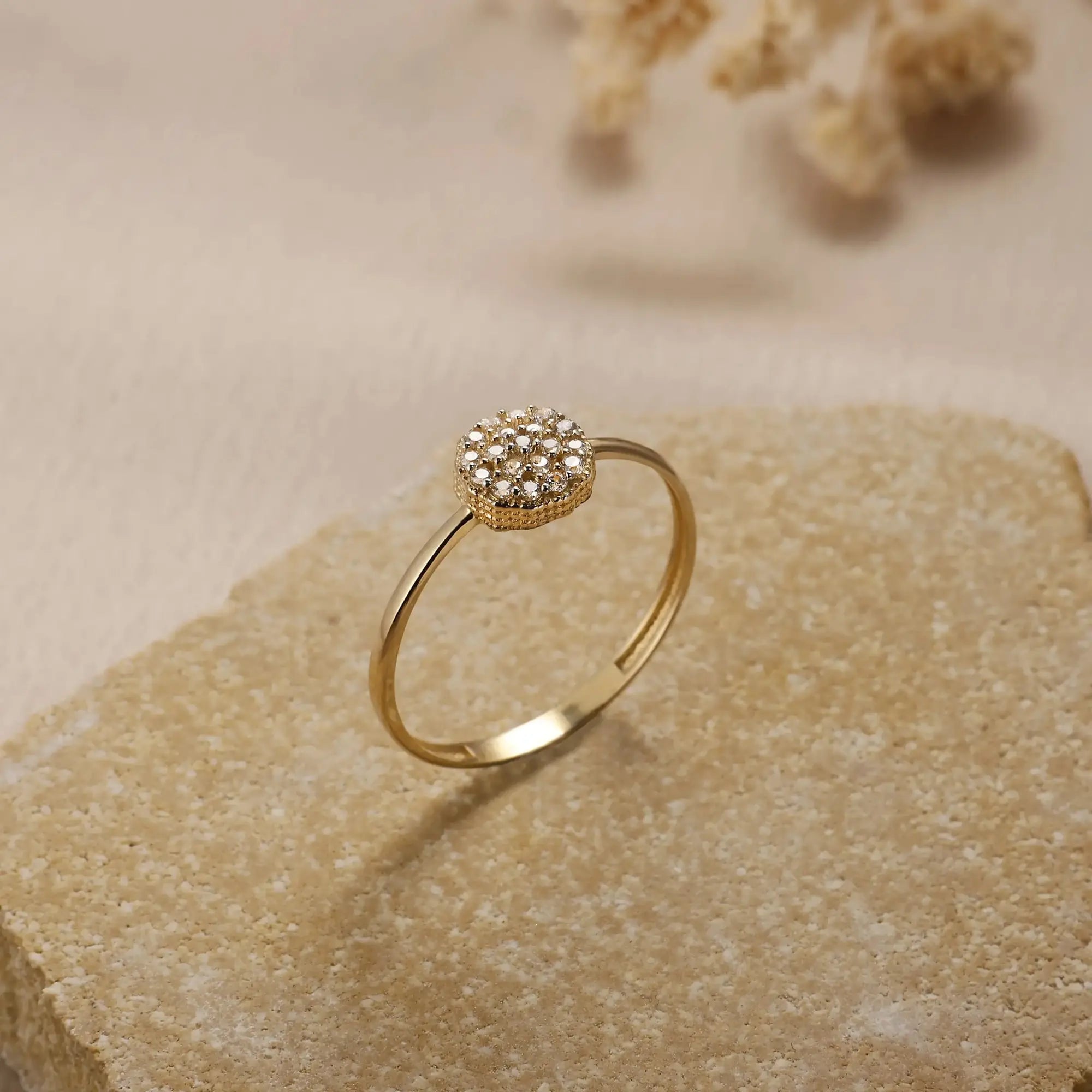 14 Ayar Altın Mozaik Mini Yüzük