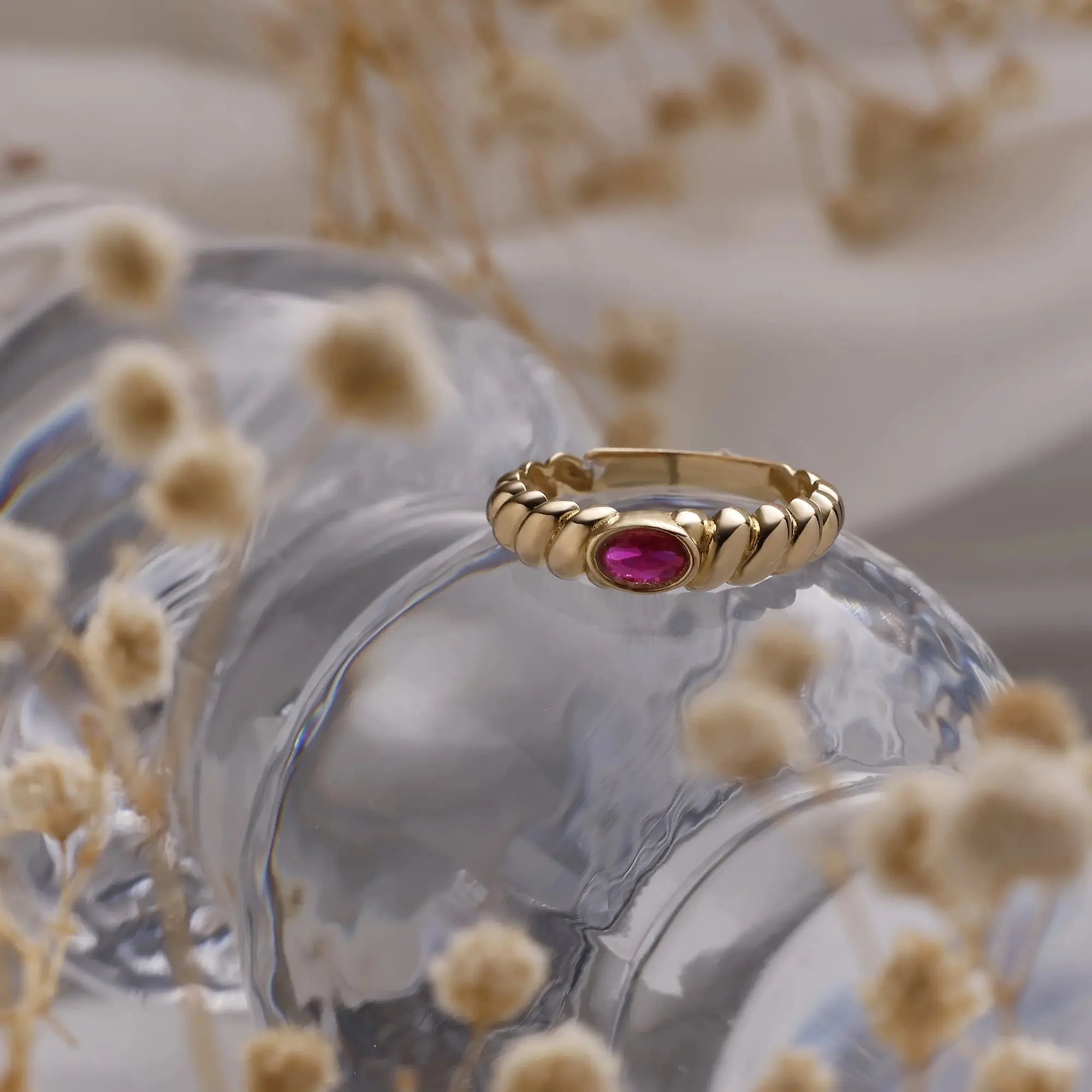 14 Ayar Altın Oval Mini Yüzük