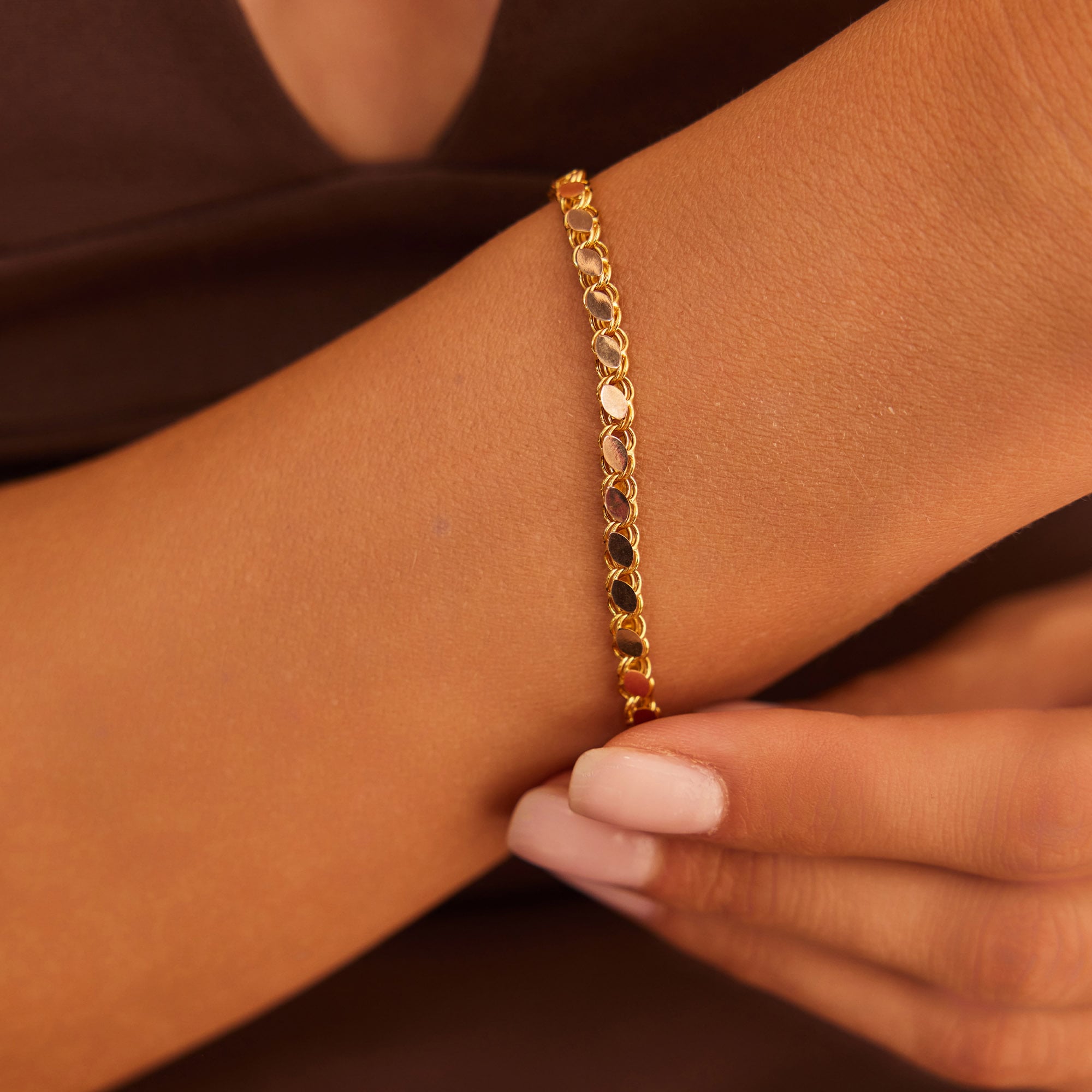 14 Ayar Altın Pullu Bileklik 3,80 mm