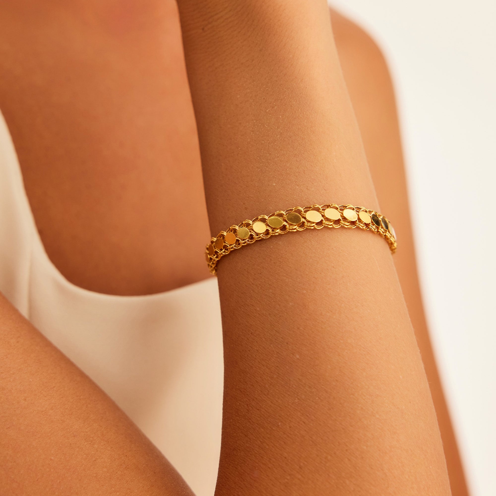 14 Ayar Altın Pullu Bileklik 7,40 mm