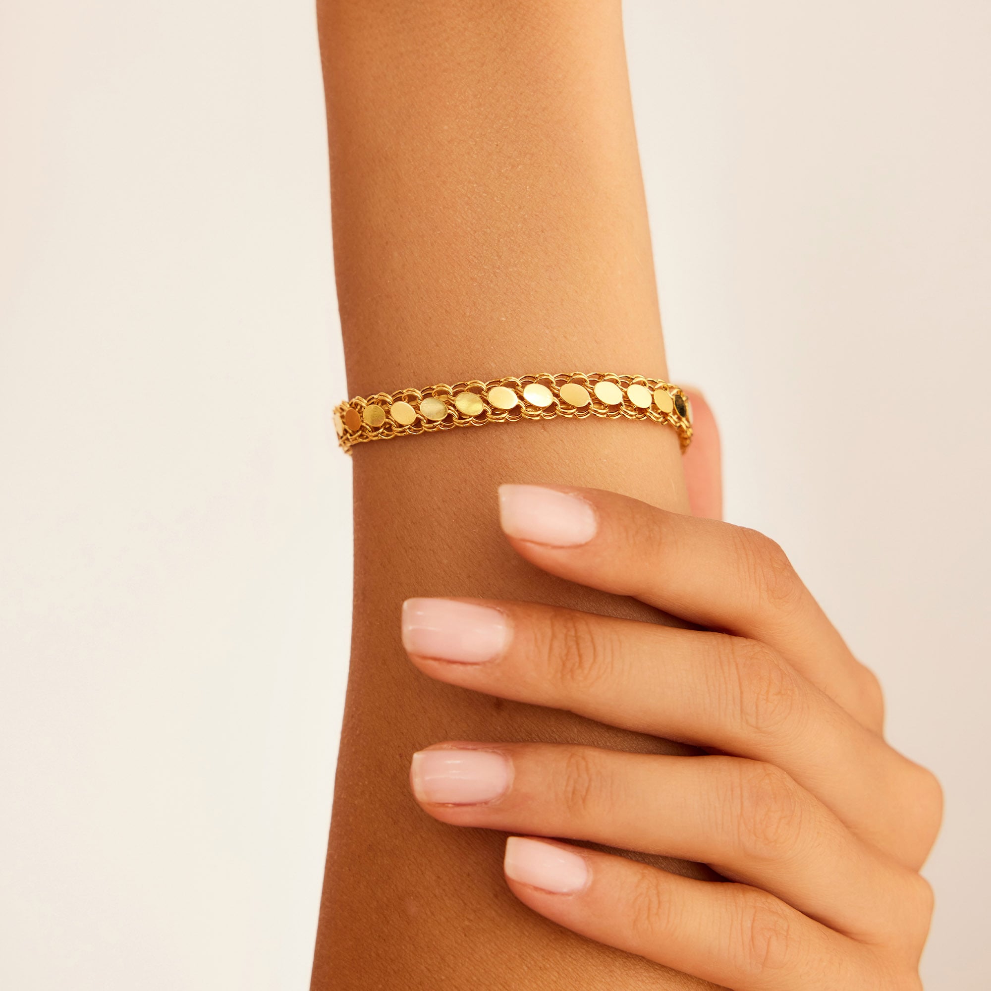 14 Ayar Altın Pullu Bileklik 7,40 mm