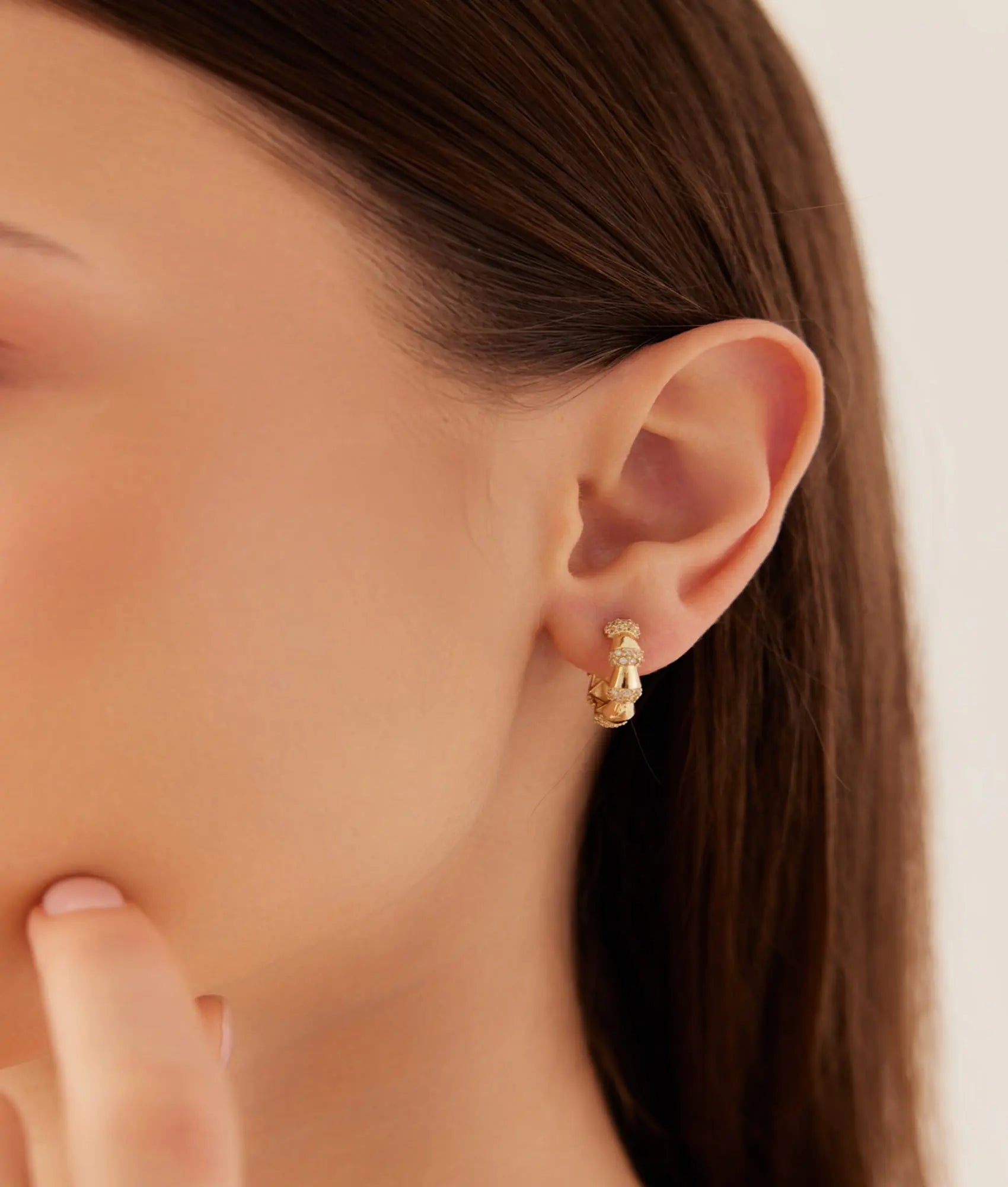 14 Ayar Altın Taşlı Boğum Halka Küpe