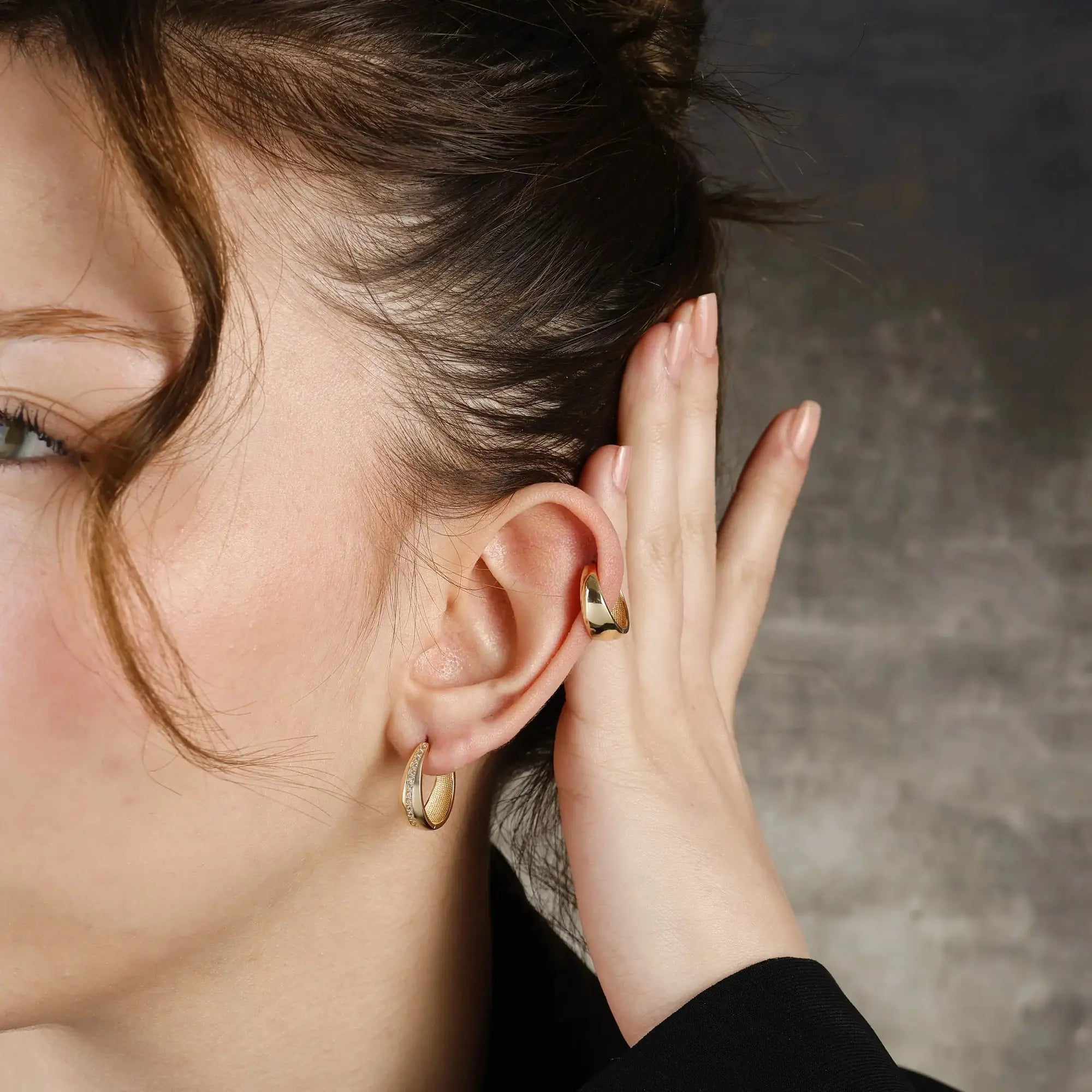 14 Ayar Altın Taşlı Halka Küpe