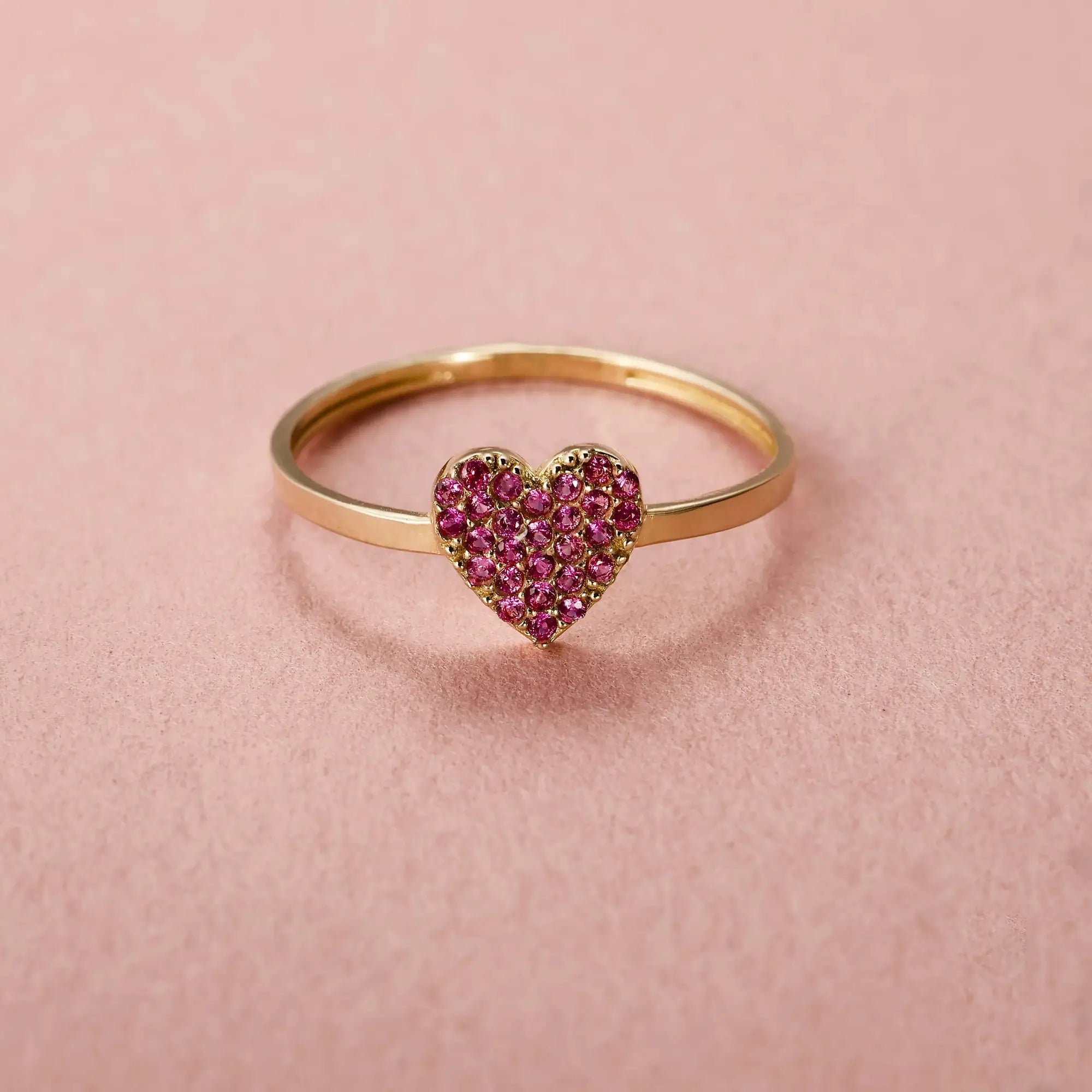 14 Ayar Altın Taşlı Kalp Mini Yüzük