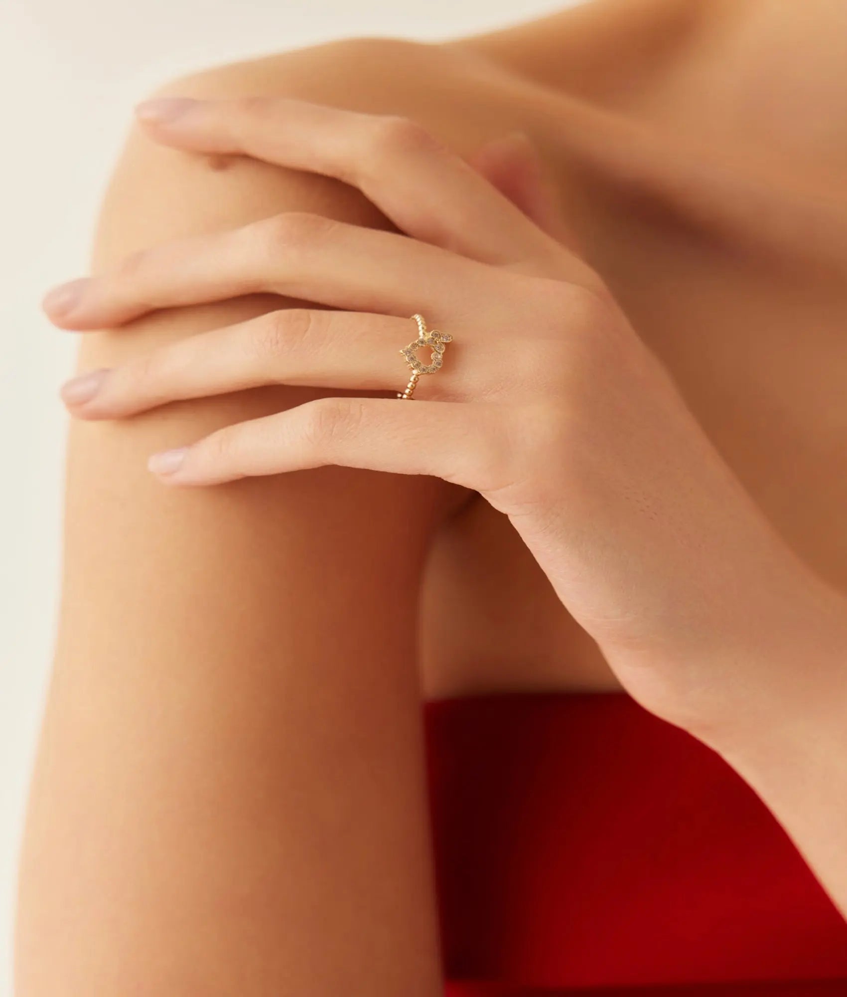 14 Ayar Altın Taşlı Kalp Yüzük