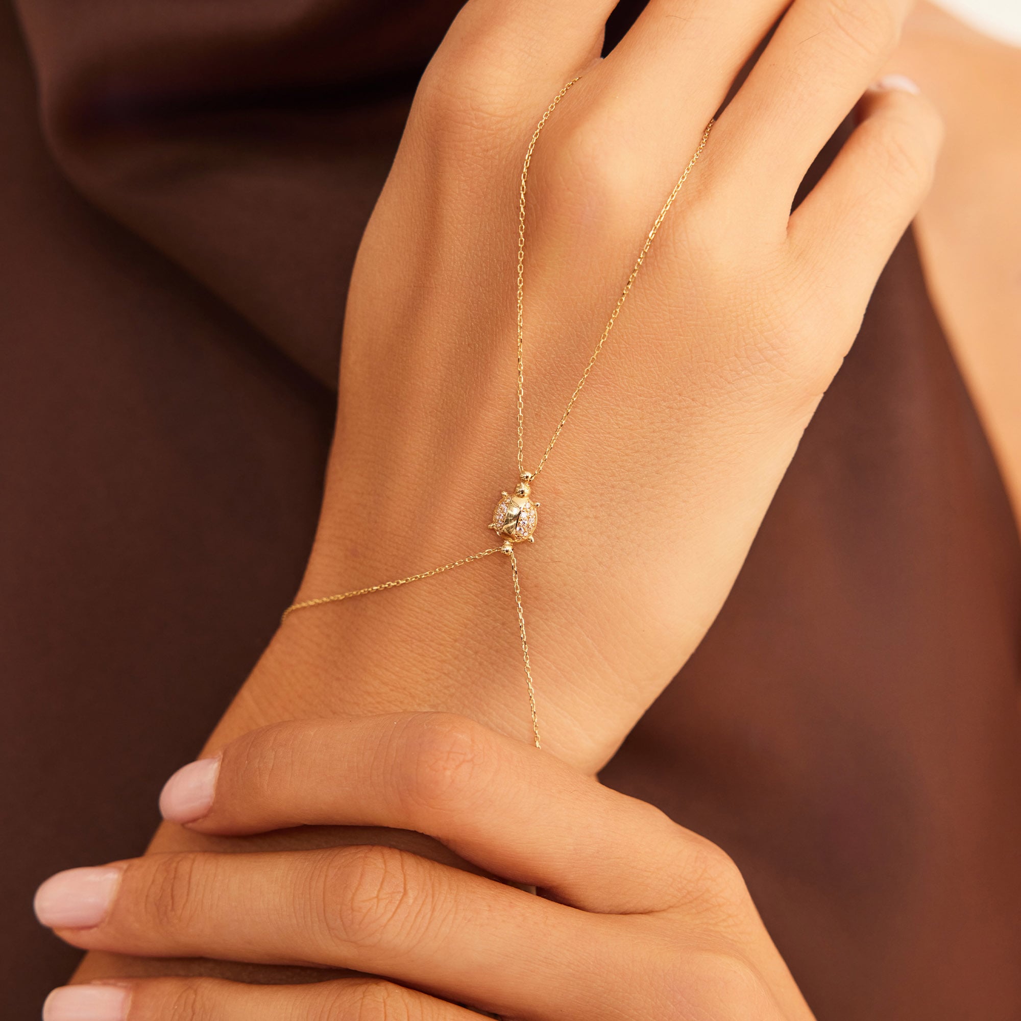 14 Ayar Altın Taşlı Kaplumbağa Şahmeran Bileklik