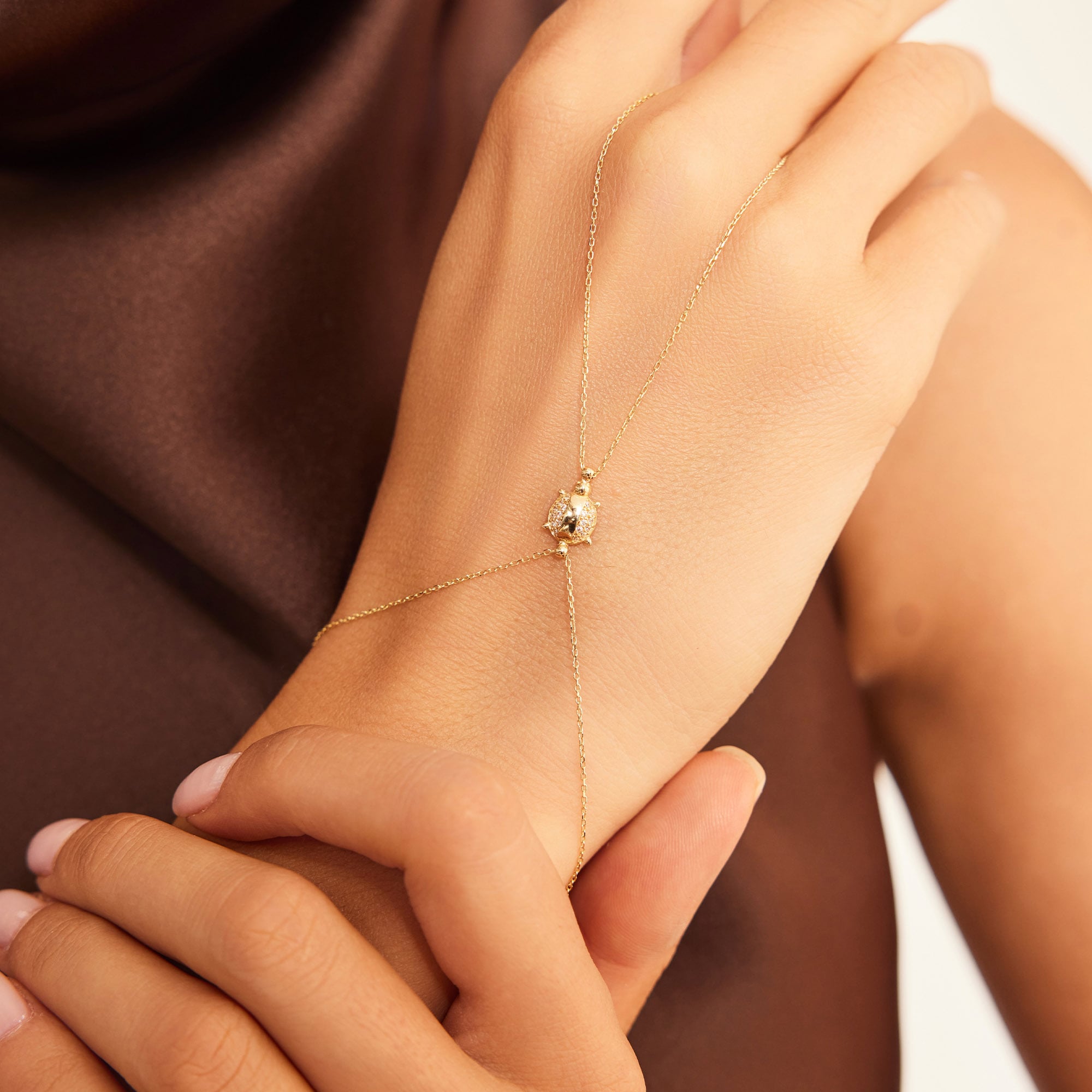 14 Ayar Altın Taşlı Kaplumbağa Şahmeran Bileklik