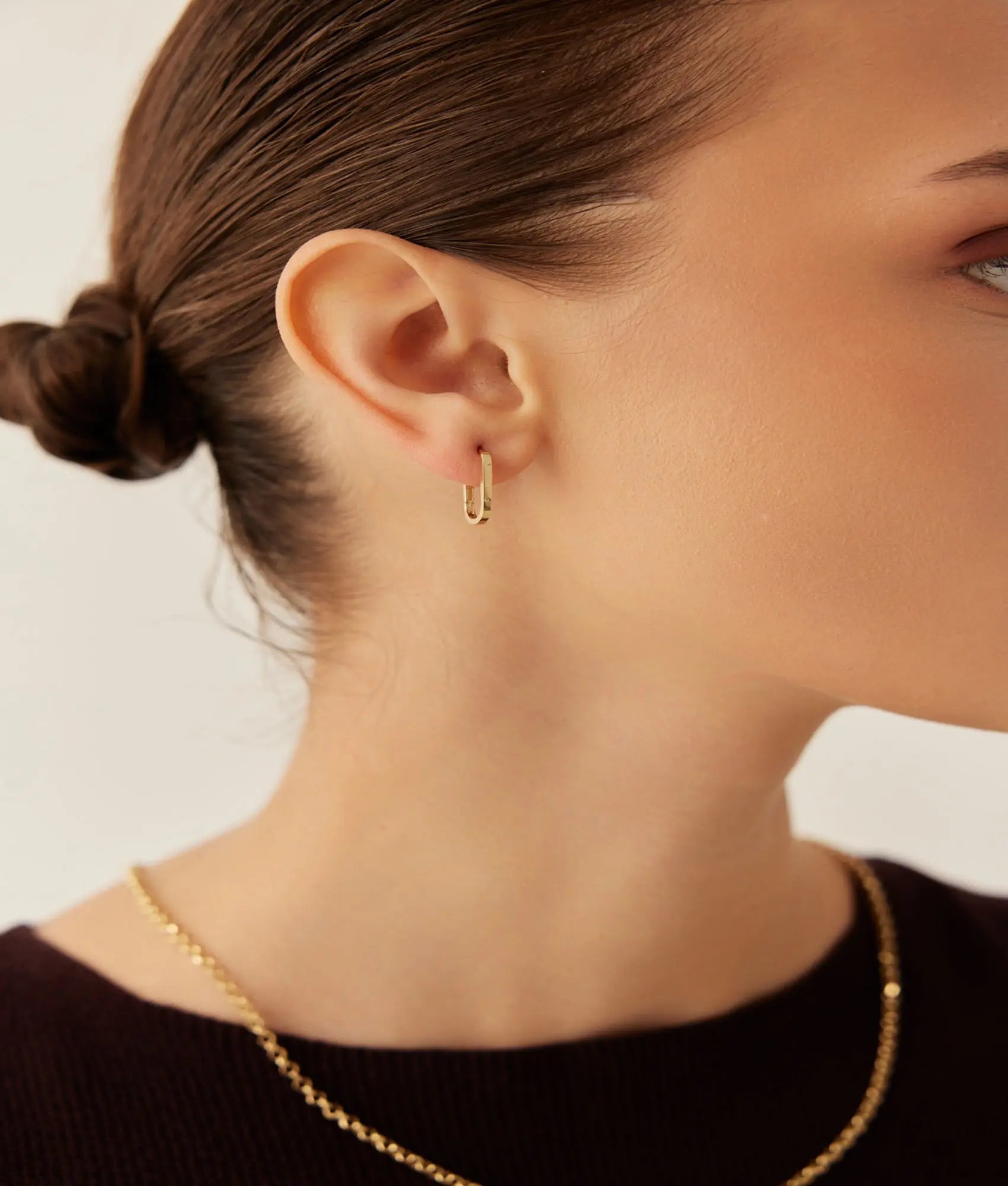 14 Ayar Altın Taşsız Ataç Küpe 1 cm