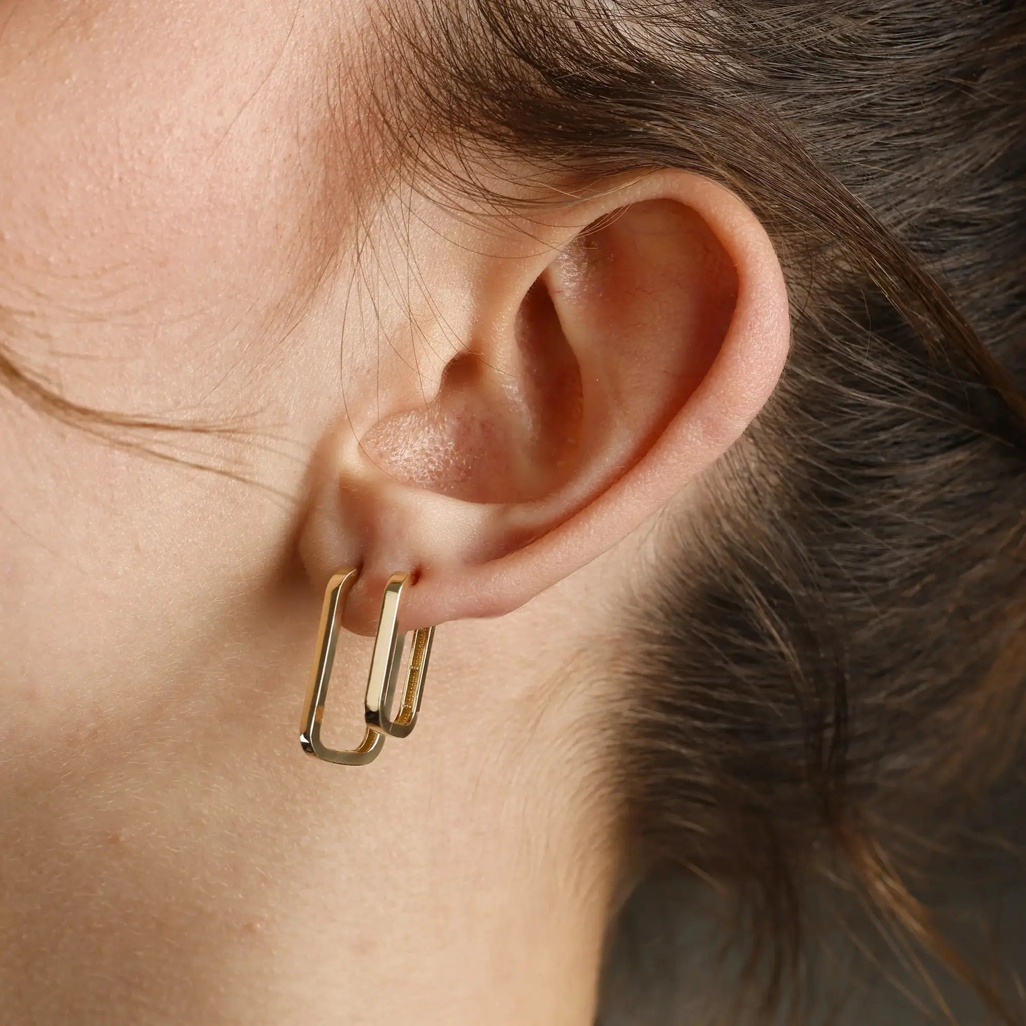 14 Ayar Altın Taşsız Ataç Küpe - M