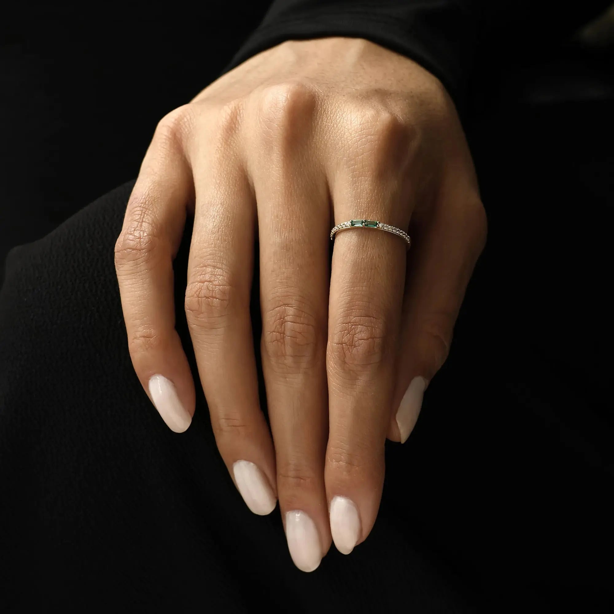 14 Ayar Altın Yeşil Taşlı Mini Yüzük