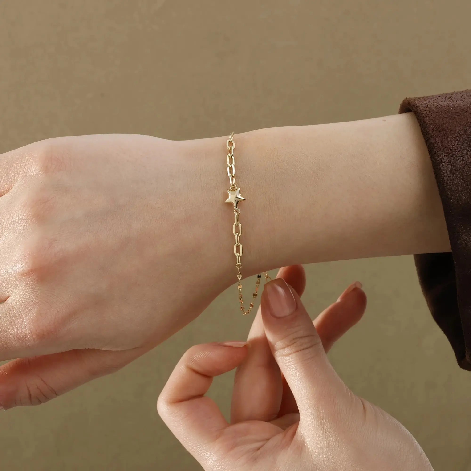 14 Ayar Altın Yıldız Figür Bileklik