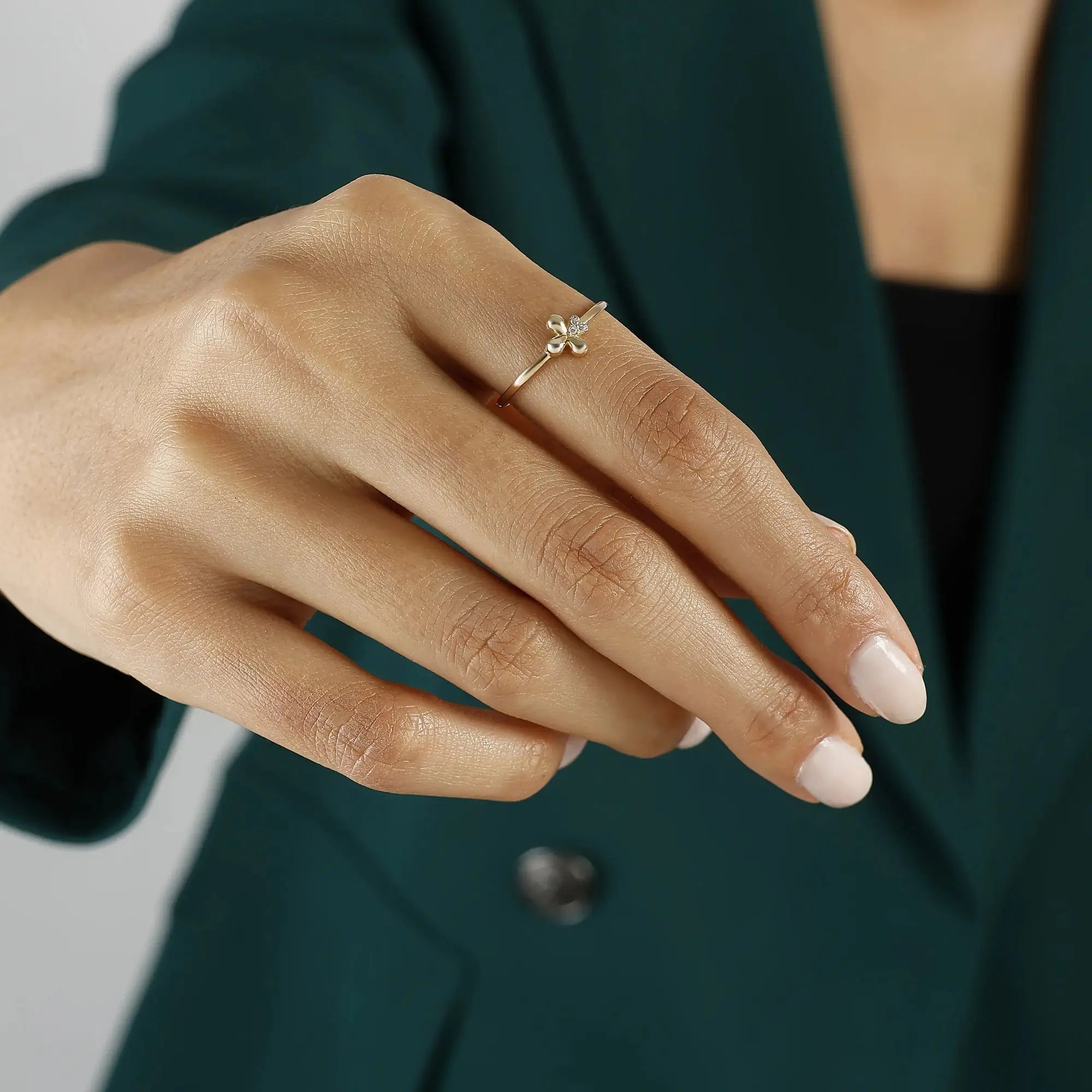 14 Ayar Altın Yonca Mini Yüzük