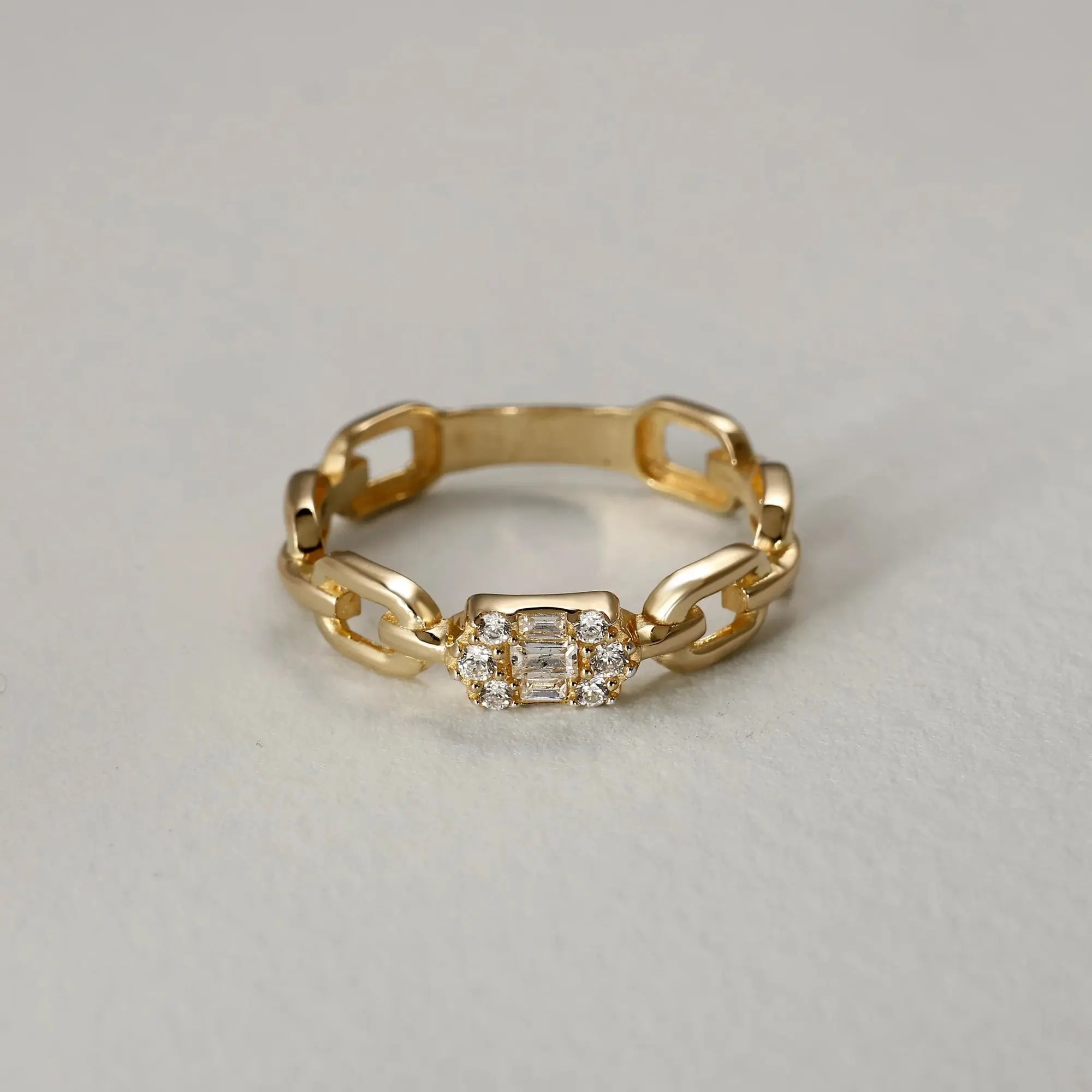 14 Ayar Altın Zincir Figürlü Mini Yüzük