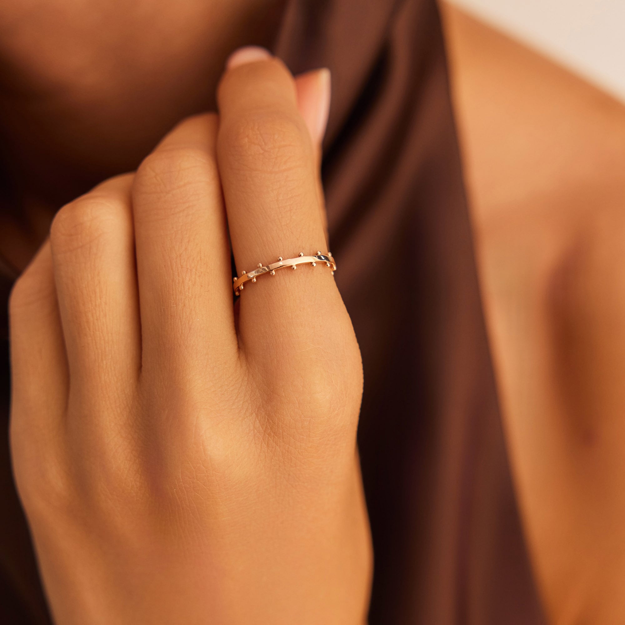 14 Ayar Rose Altın Minik Toplu Yüzük