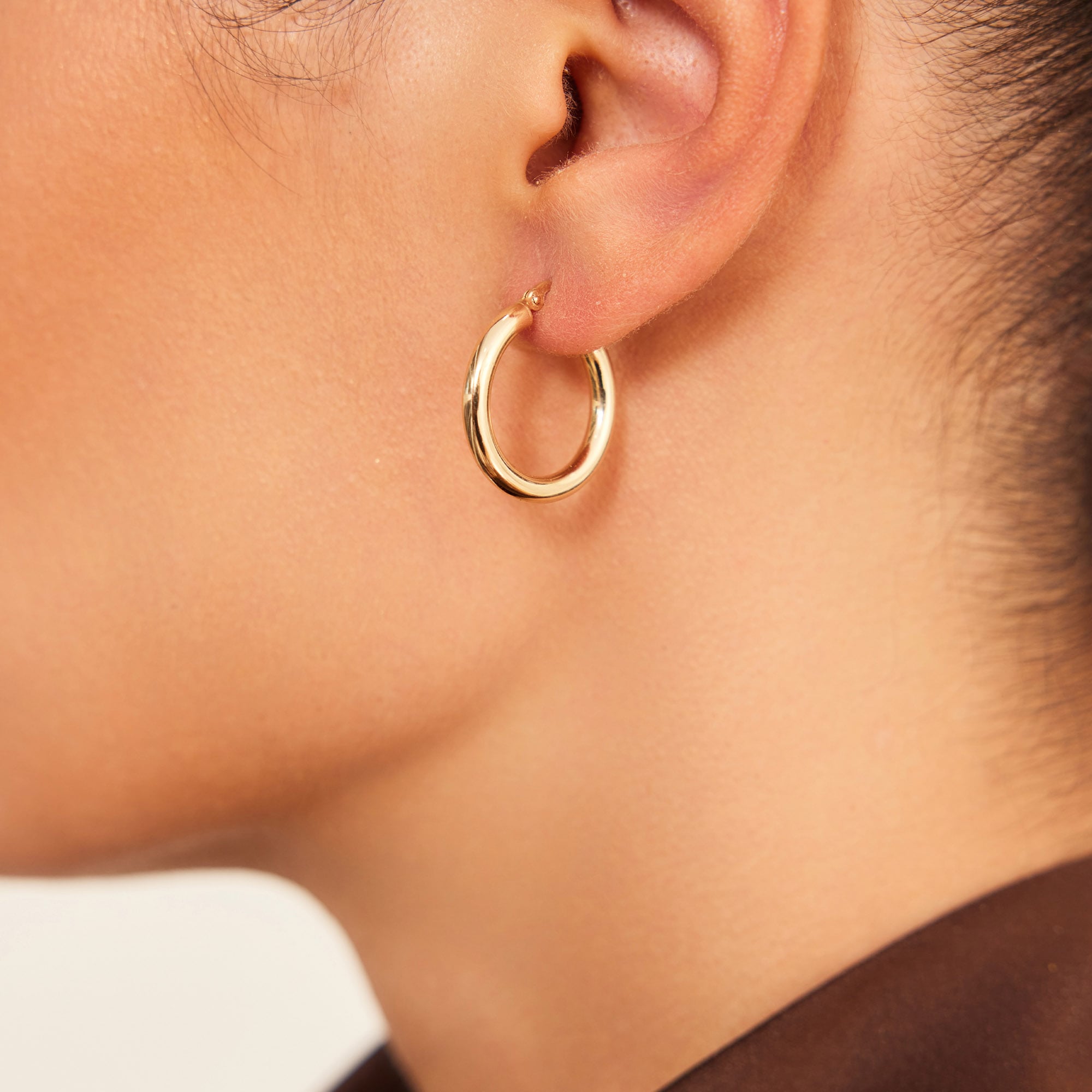 14 Ayar Altın Bombeli Klasik Halka Küpe 2,2 Cm