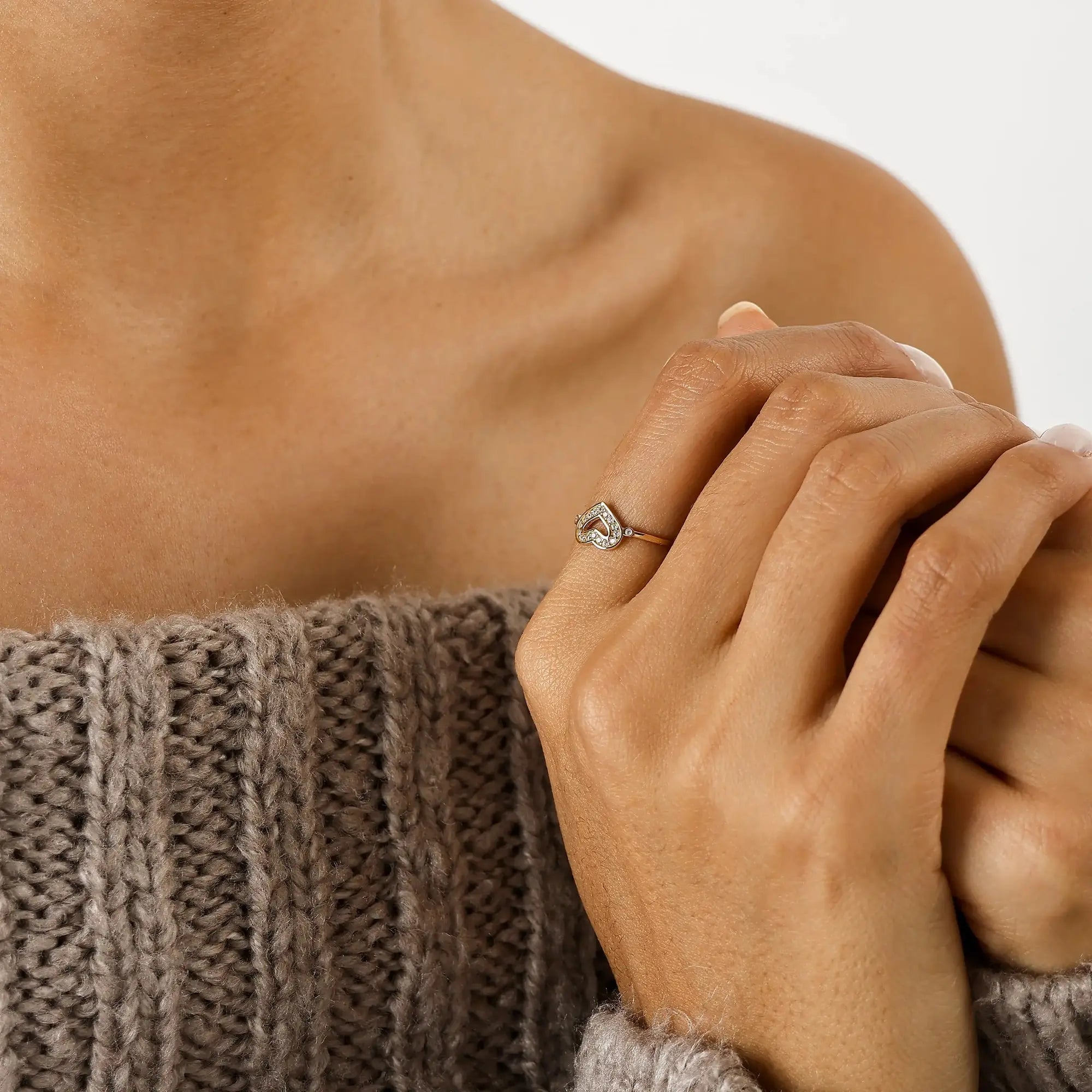 14 Ayar Altın Çift Kalp Mini Yüzük