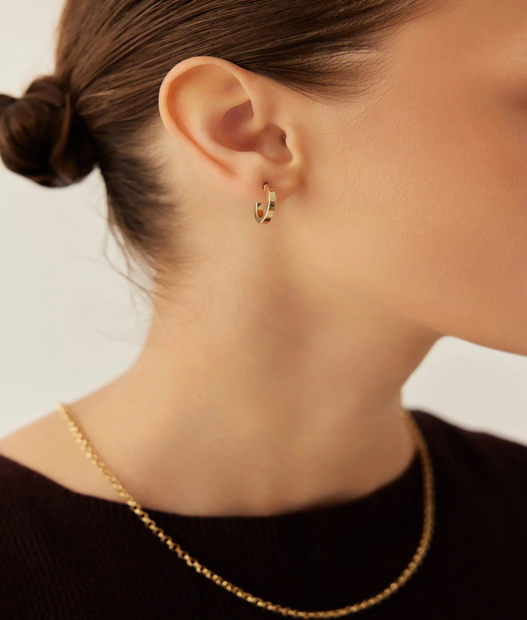 14 Ayar Altın Düz Halka Küpe 1,5 cm