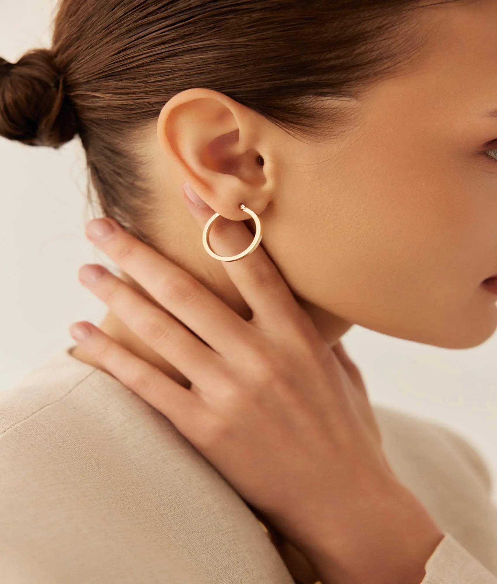 14 Ayar Altın Düz Halka Küpe 2,5 cm