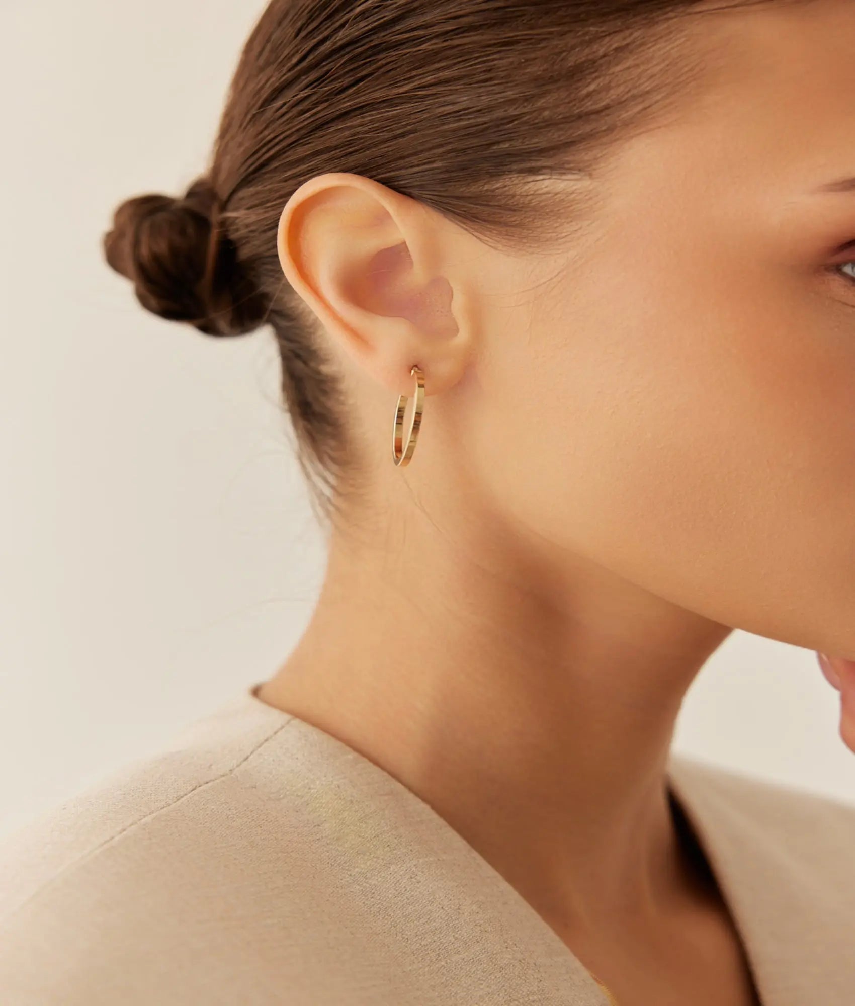 14 Ayar Altın Düz Halka Küpe 2,5 cm