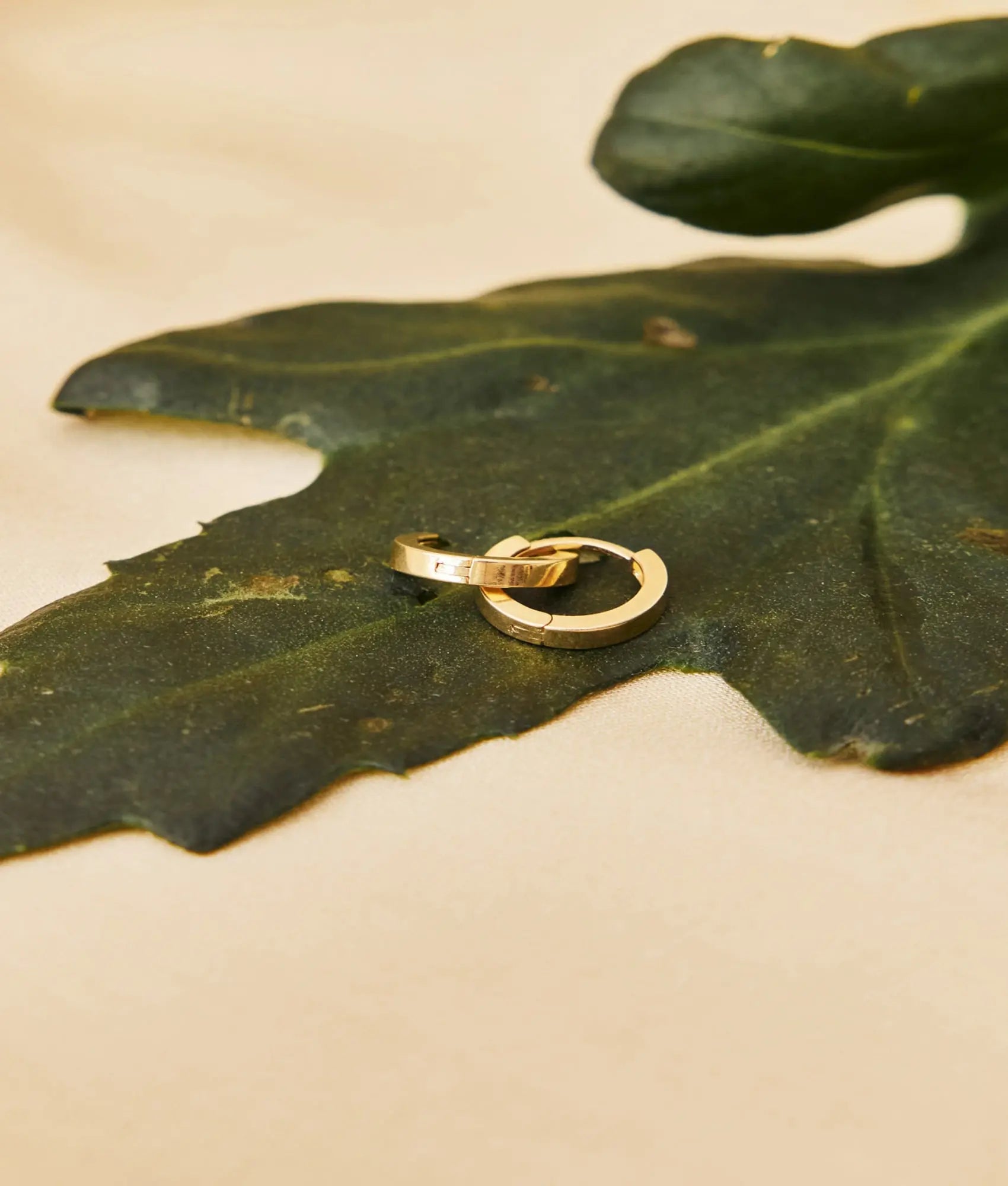 14 Ayar Altın Düz Halka Küpe Gizli Kilitli 1,1 cm