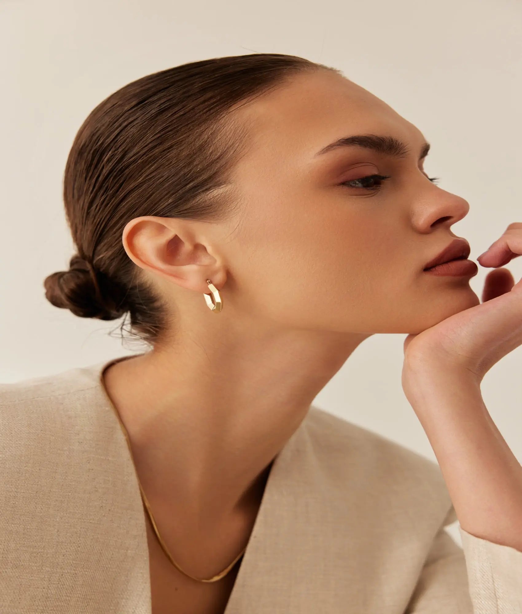 14 Ayar Altın Geometrik Küpe