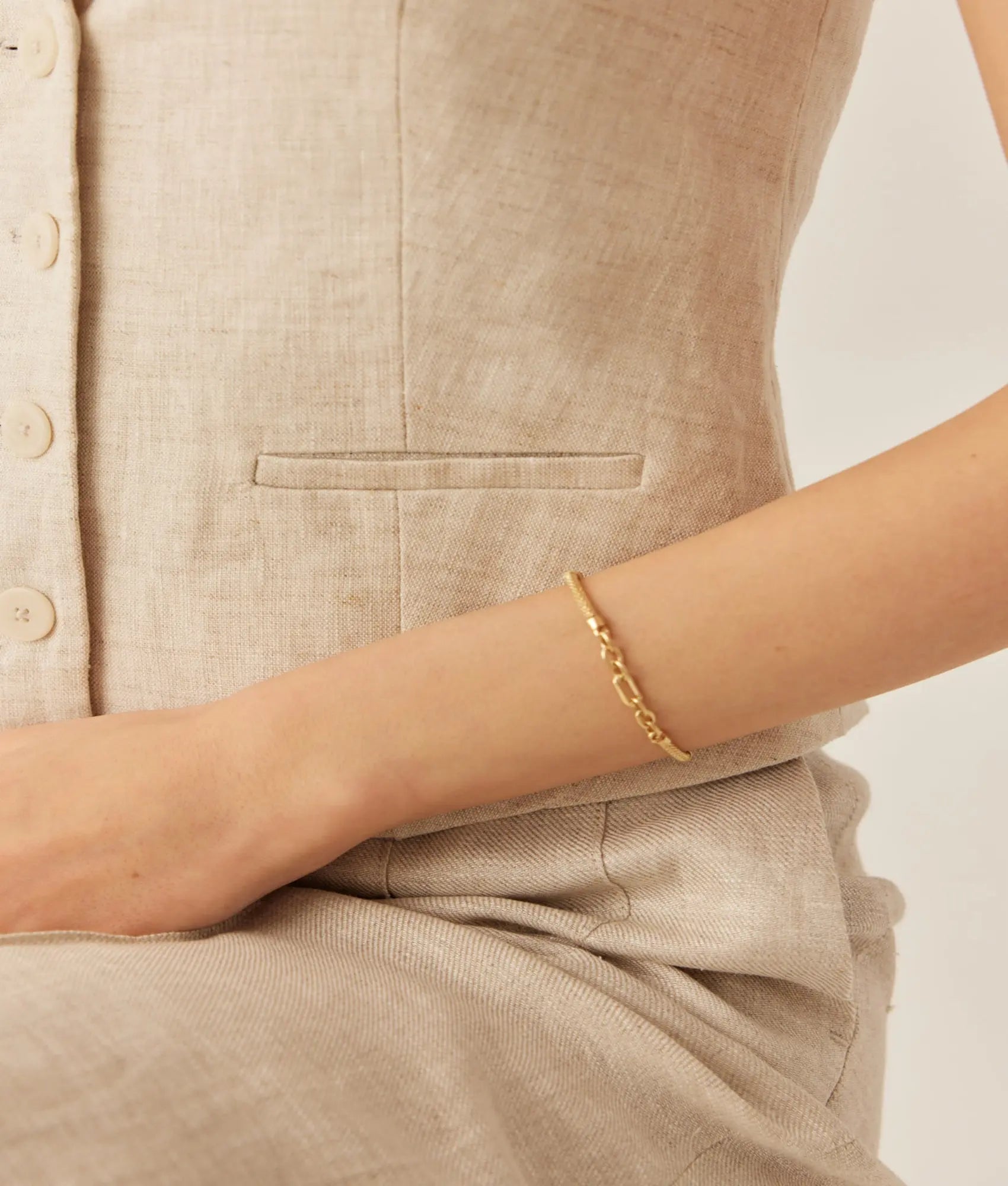 14 Ayar Altın Halka Birleşimli Örgü Bileklik