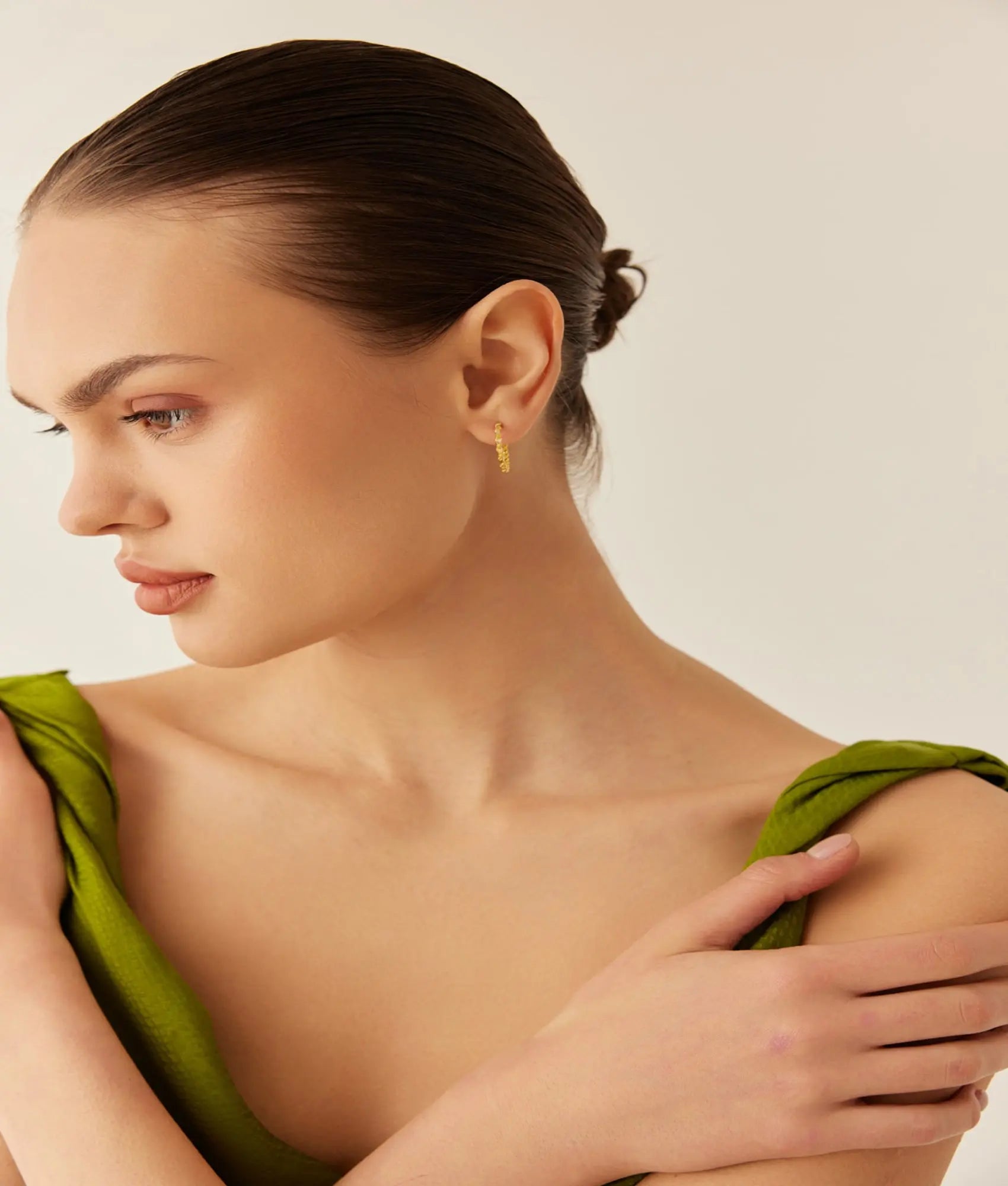 14 Ayar Altın İkili Burma Halka Küpe