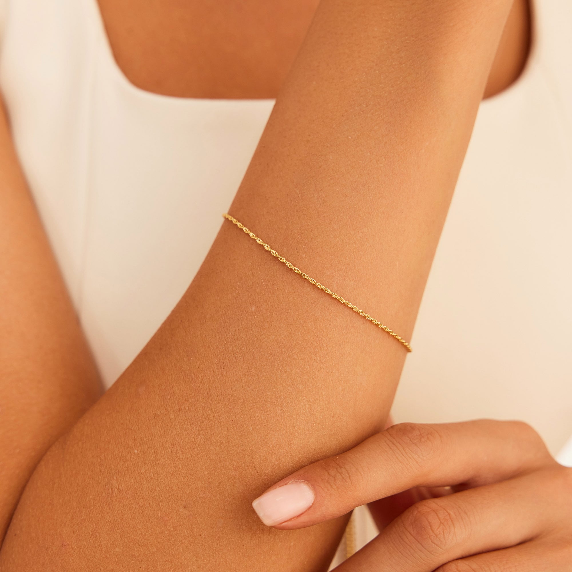 14 Ayar Altın İnce Halat Bileklik 1,30 Mm