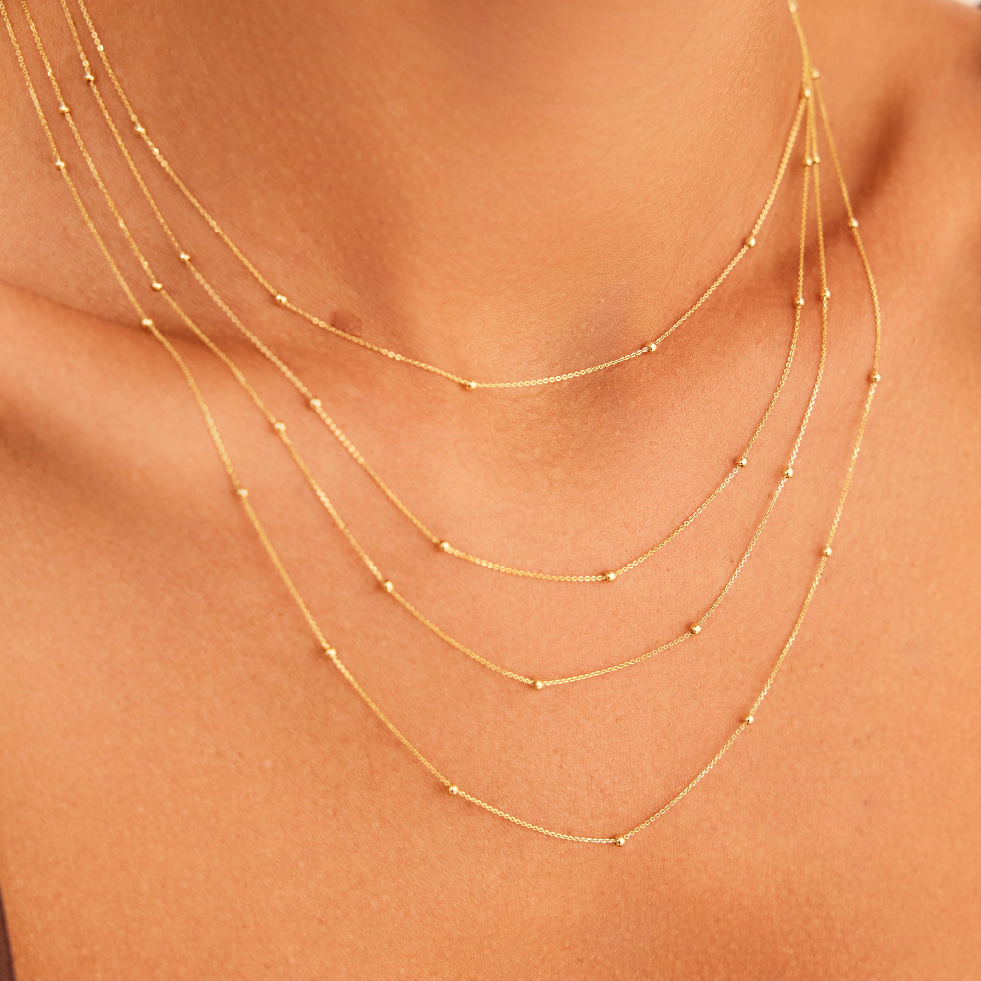 14 Ayar Altın Minik Toplu Zincir