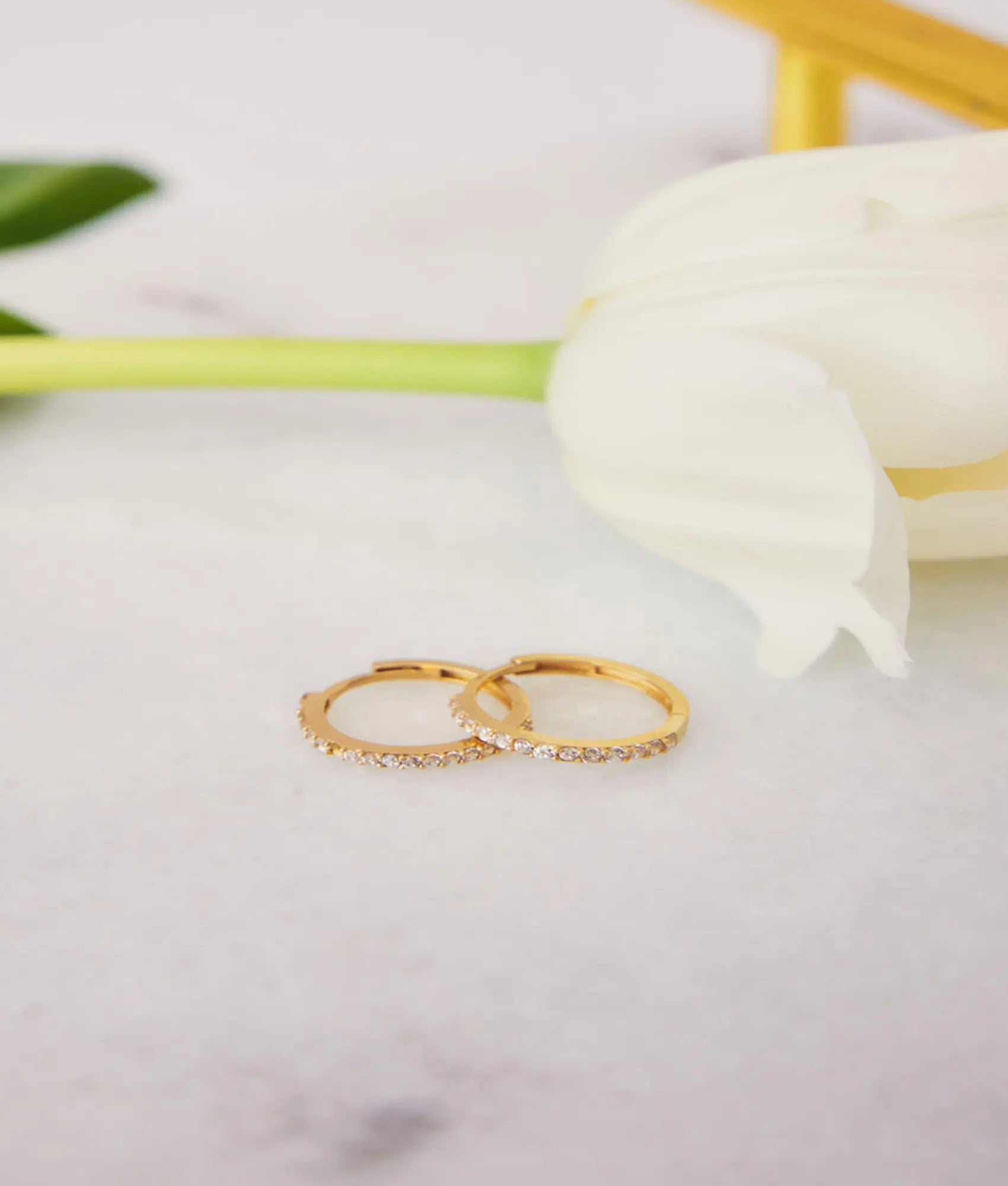 14 Ayar Altın Tamtur Taşlı Halka Küpe 1,7 cm